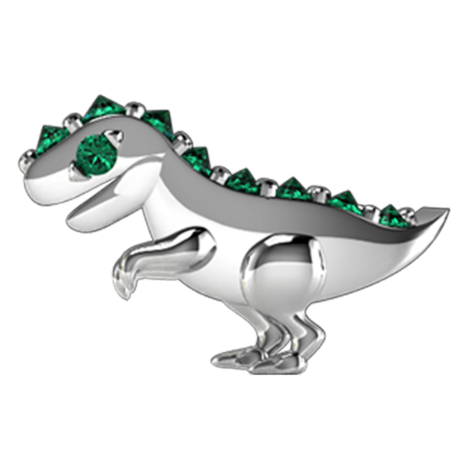 Tsavorite Dinosaur Slider Charm 18K White Gold