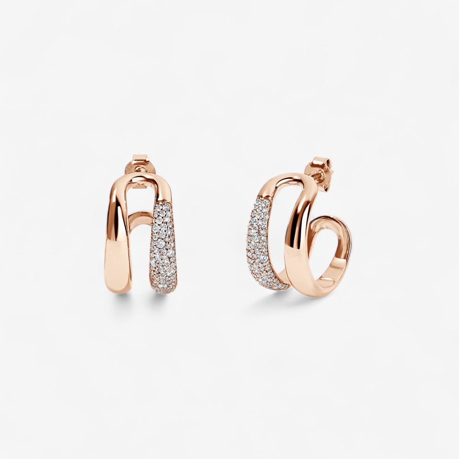 Madison Gold and Diamond Double Domed Hoops