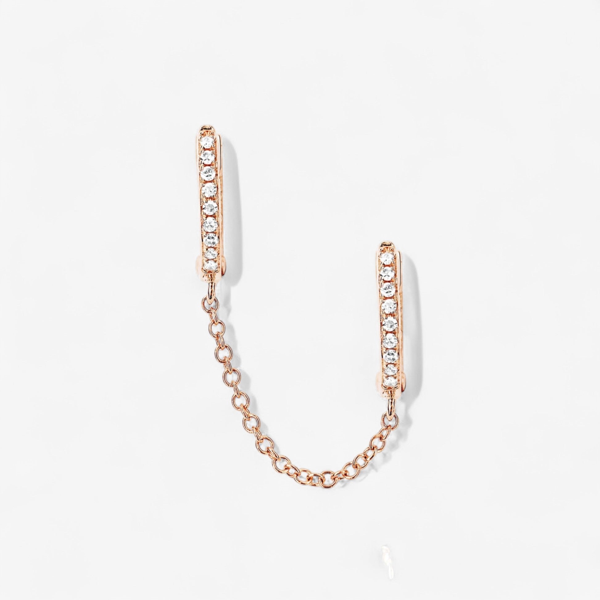 Diamond Double Huggie Chain Earring