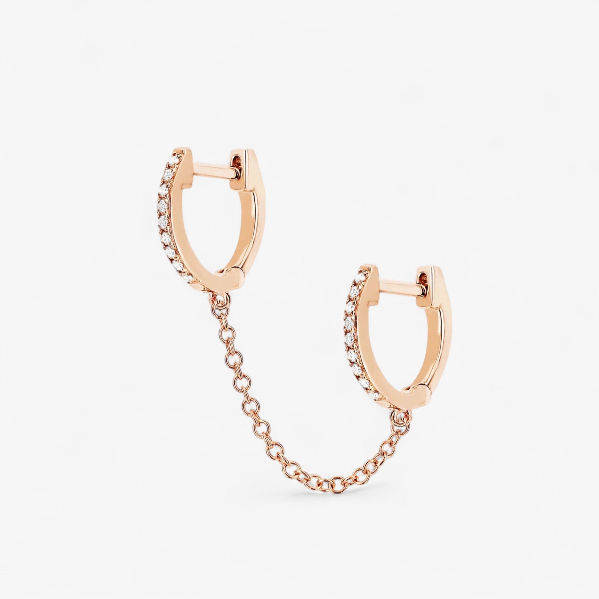 Diamond Double Huggie Chain Earring