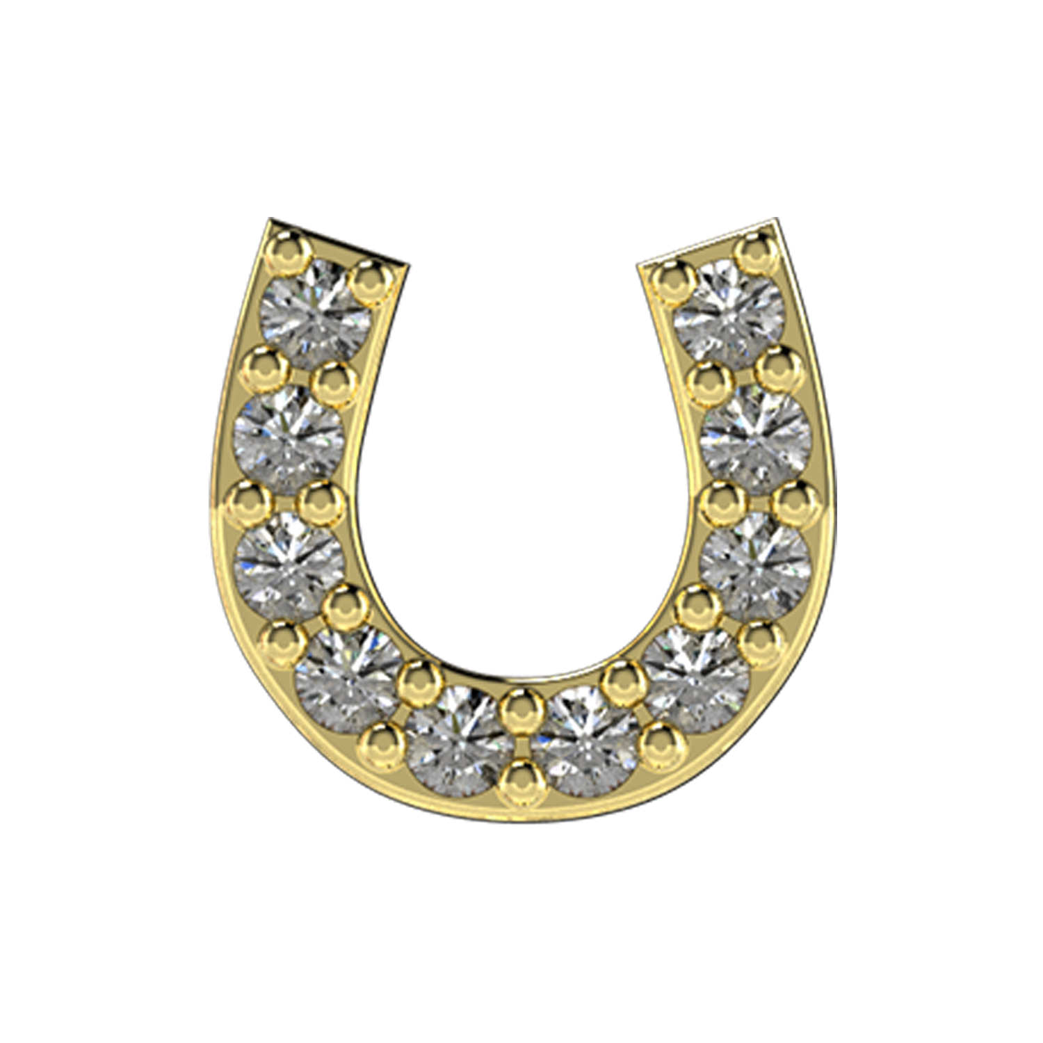 Diamond Horseshoe Slider Necklace Charm 14K Yellow Gold