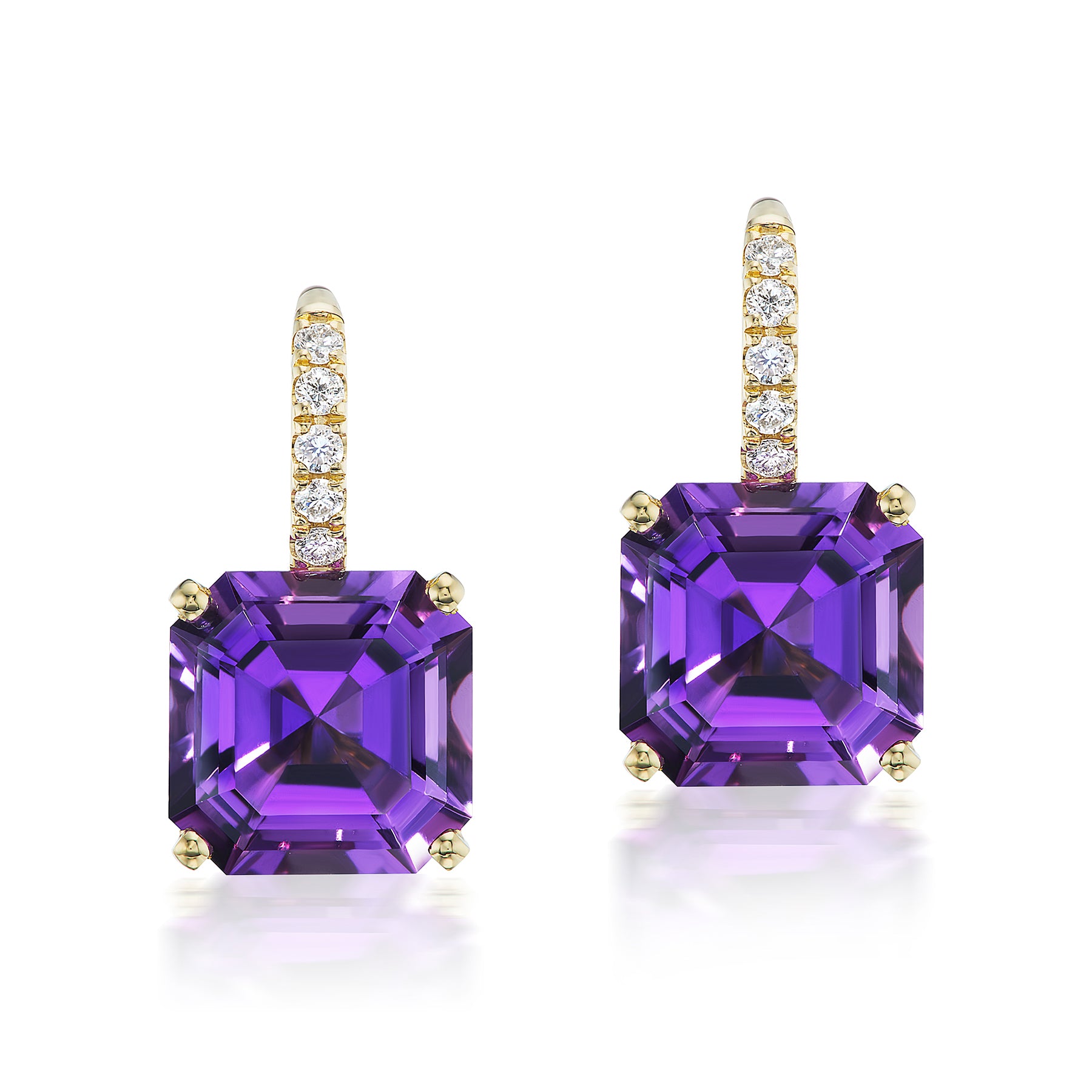Ear Wire Diamond and Gemstone Drop Earrings