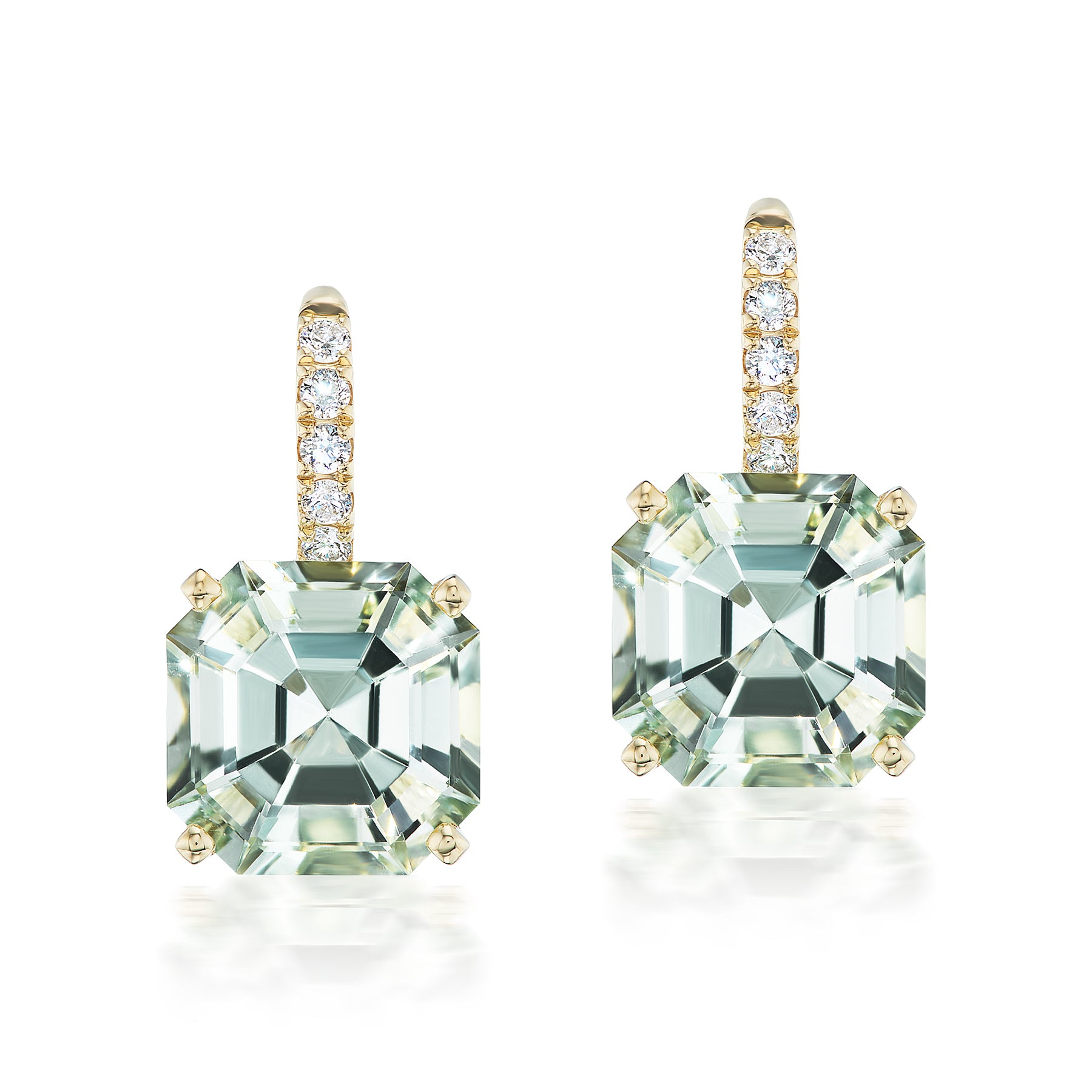 Ear Wire Diamond and Gemstone Drop Earrings