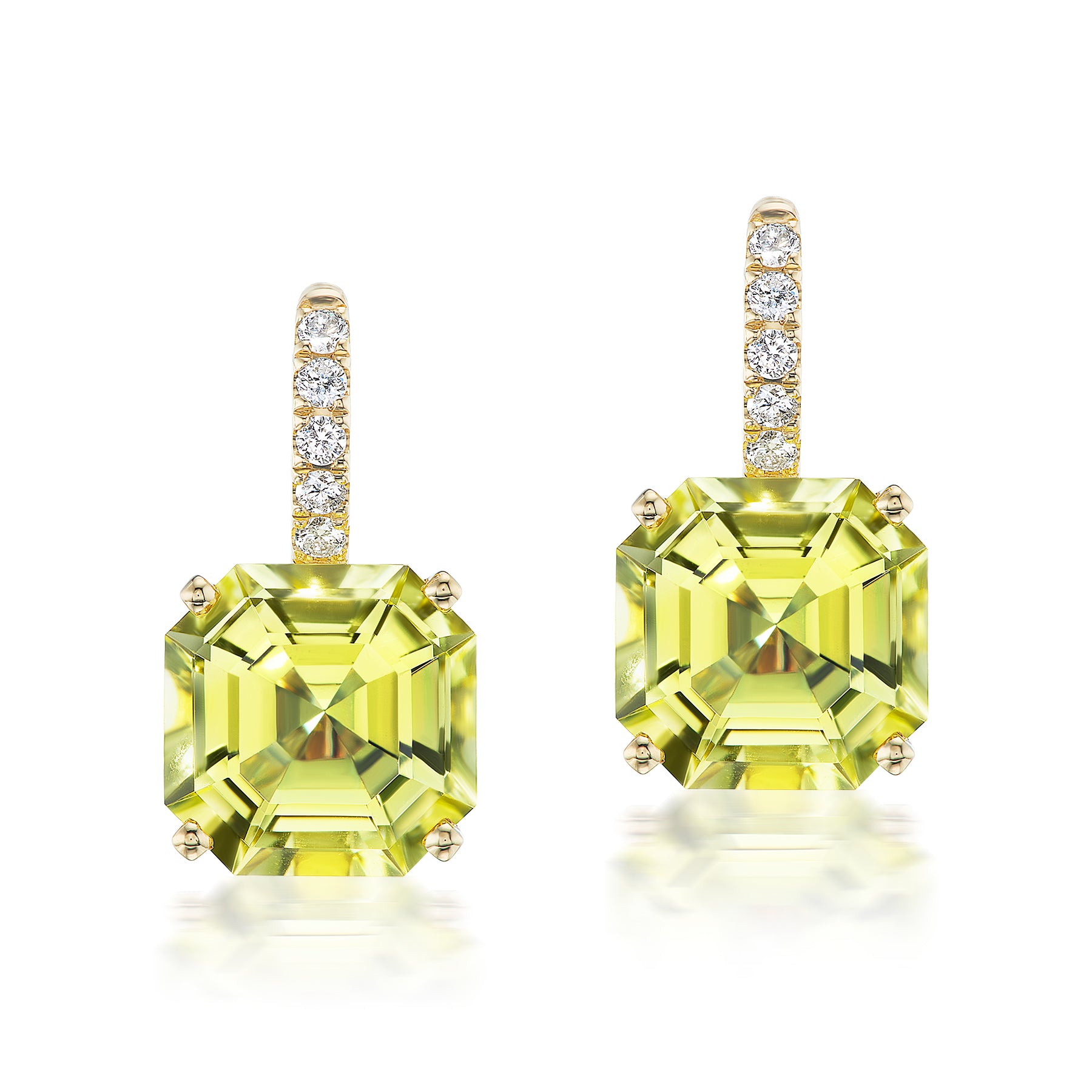 Ear Wire Diamond and Gemstone Drop Earrings