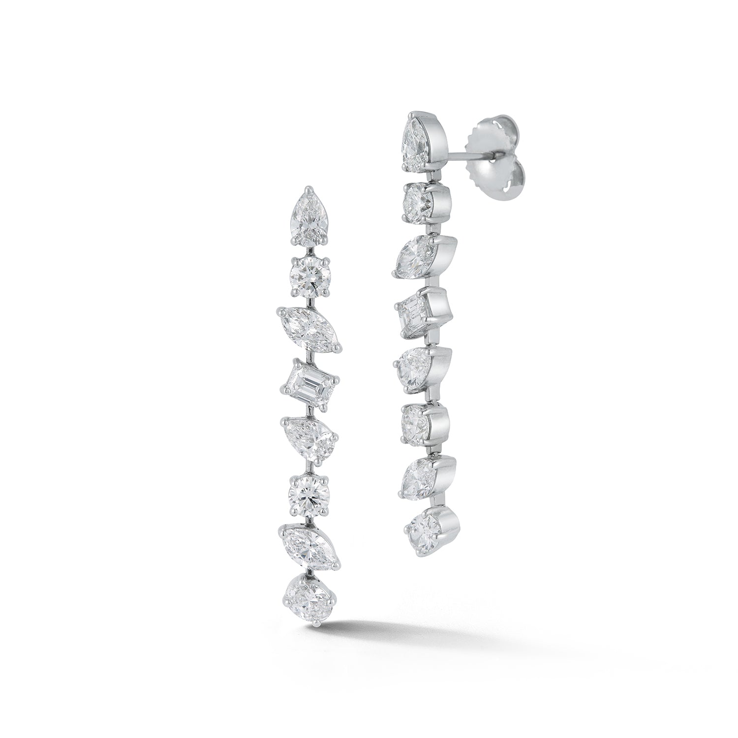 Multi Shape Diamond Drop Stud Earrings