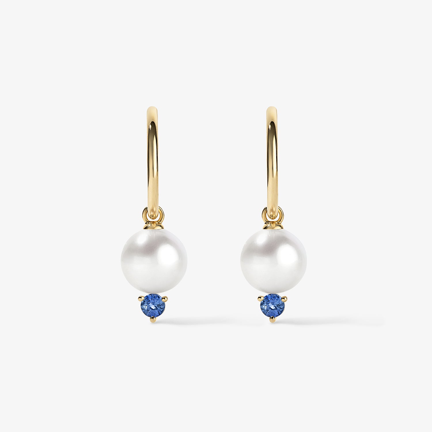 Grace Pearl and Blue Sapphire Hoop Earrings