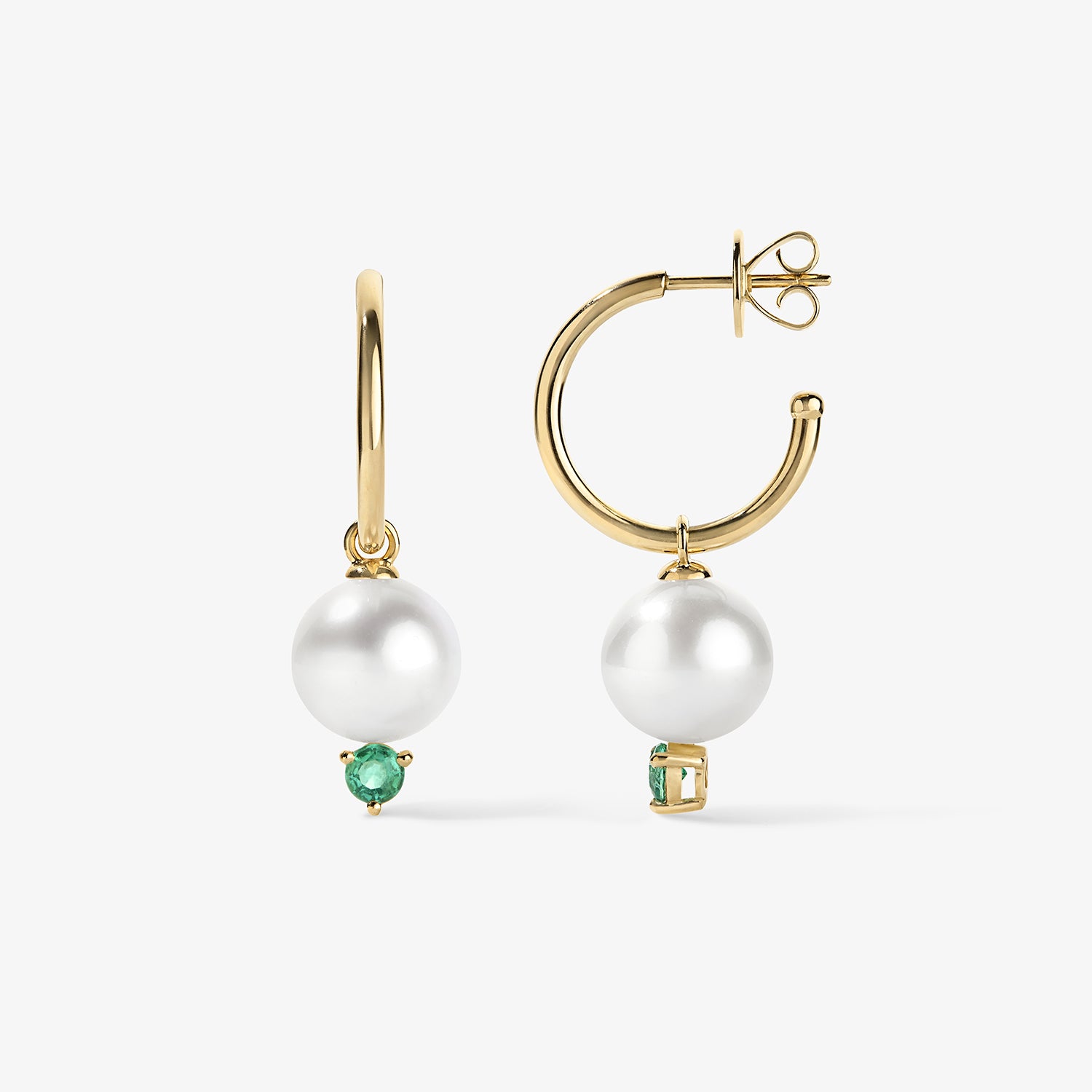 Grace Pearl and Emerald Hoop Earrings