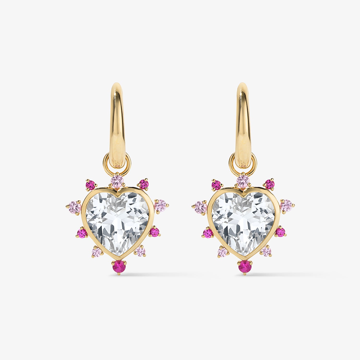 Grace Heart Drop Huggie with Pink Sapphire Halo