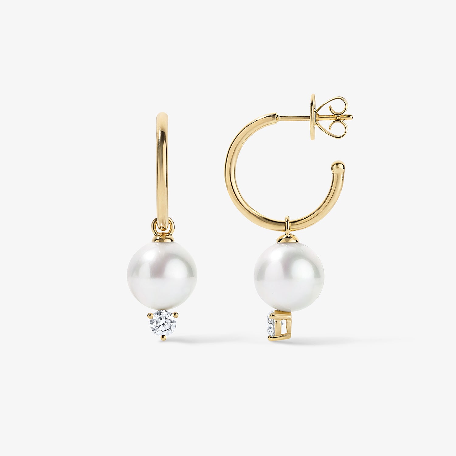 Grace Pearl and Diamond Hoop Earrings