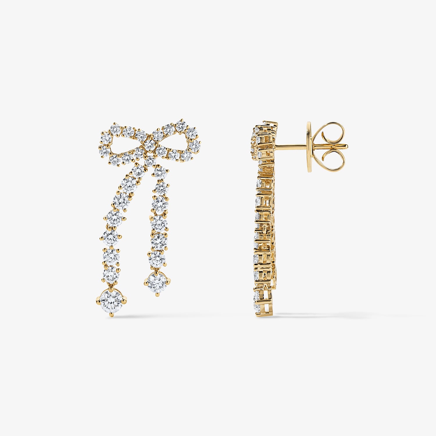 Grace Diamond Bow Earrings 14K Yellow Gold