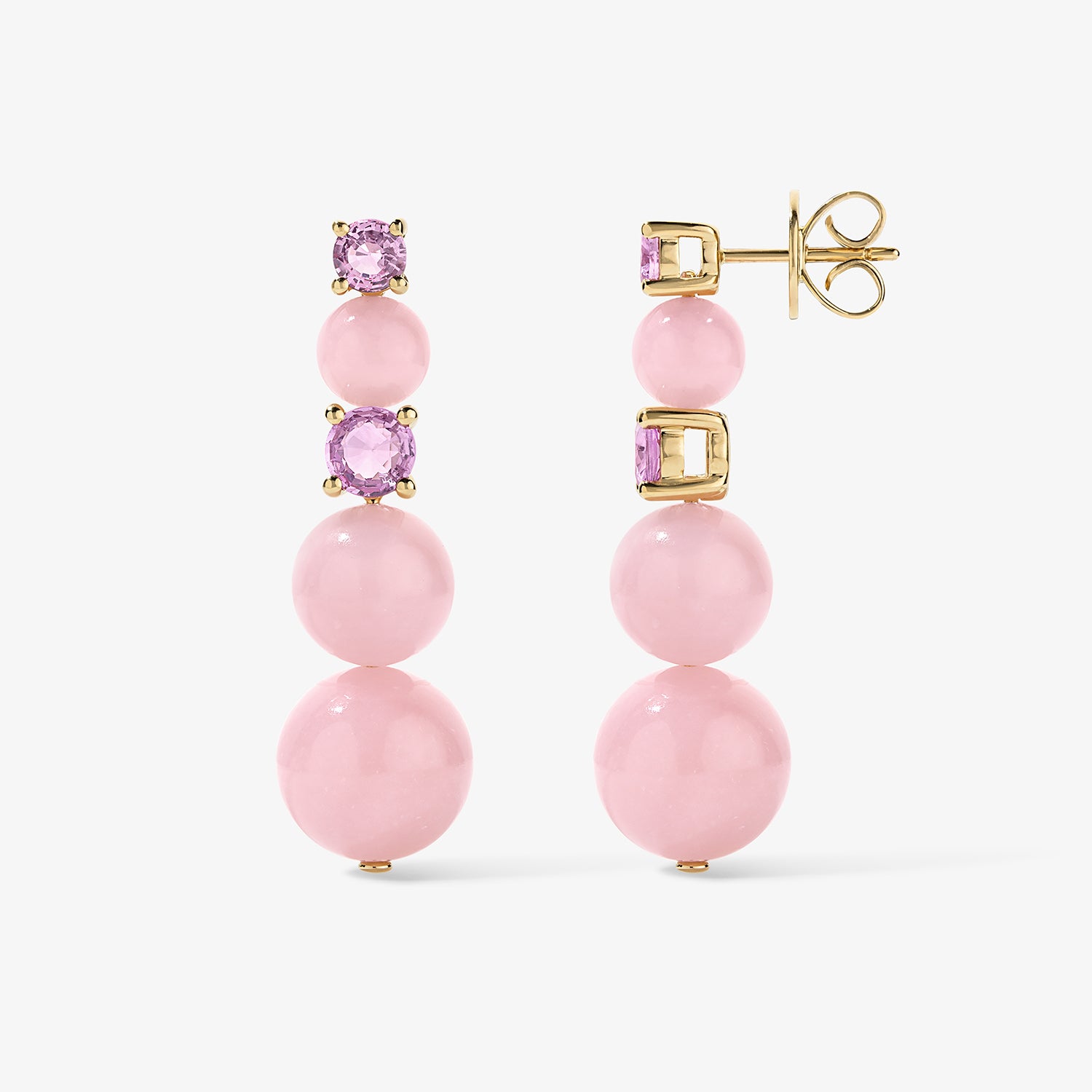 Grace Pink Opal Graduated Drop Earrings