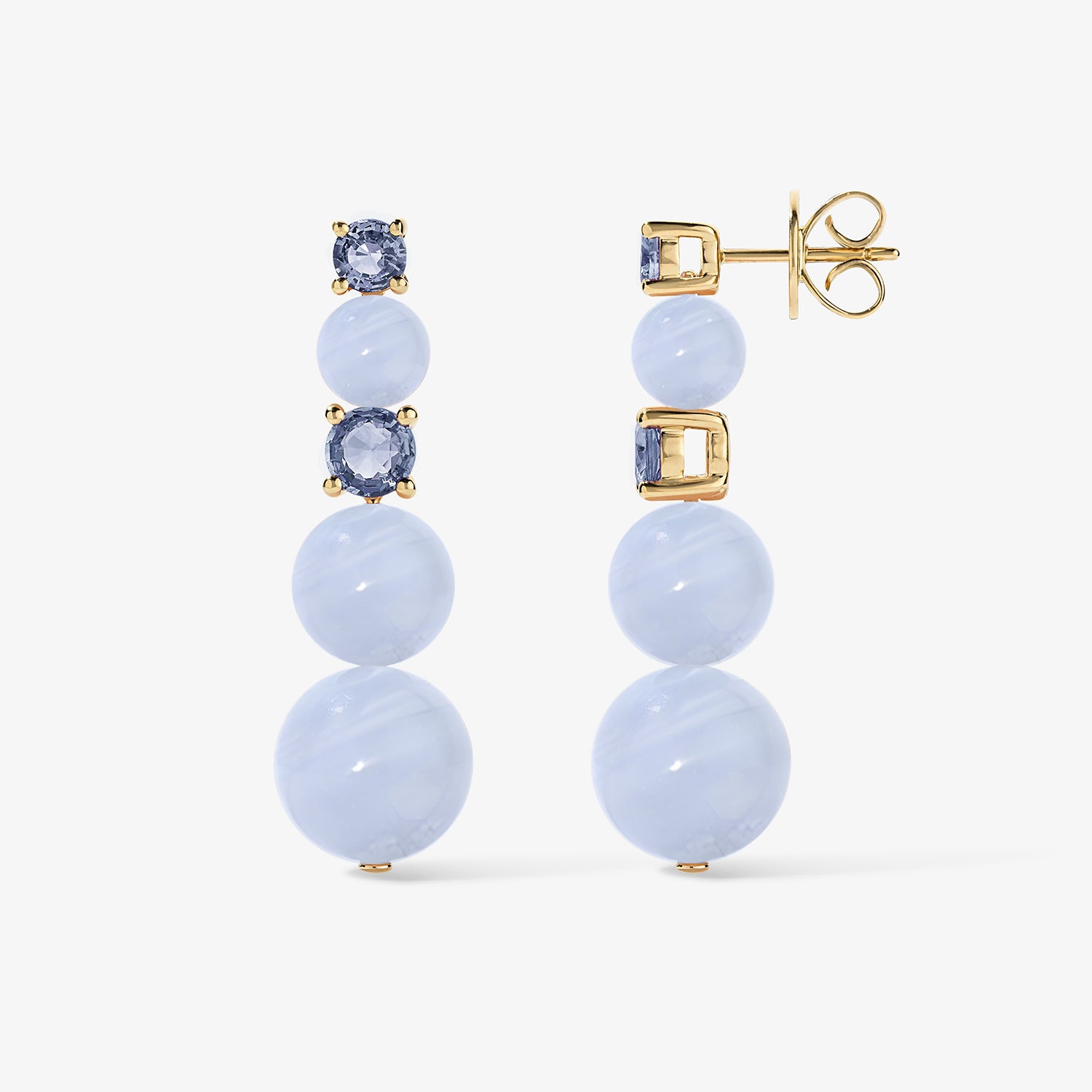 Grace Blue Lace Agate Graduated Drop Earrings