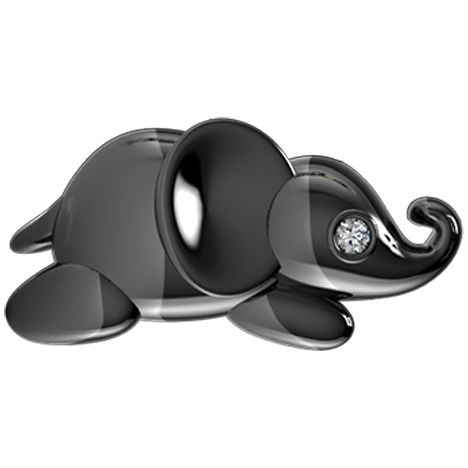 Elephant Slider Charm Black Rhodium