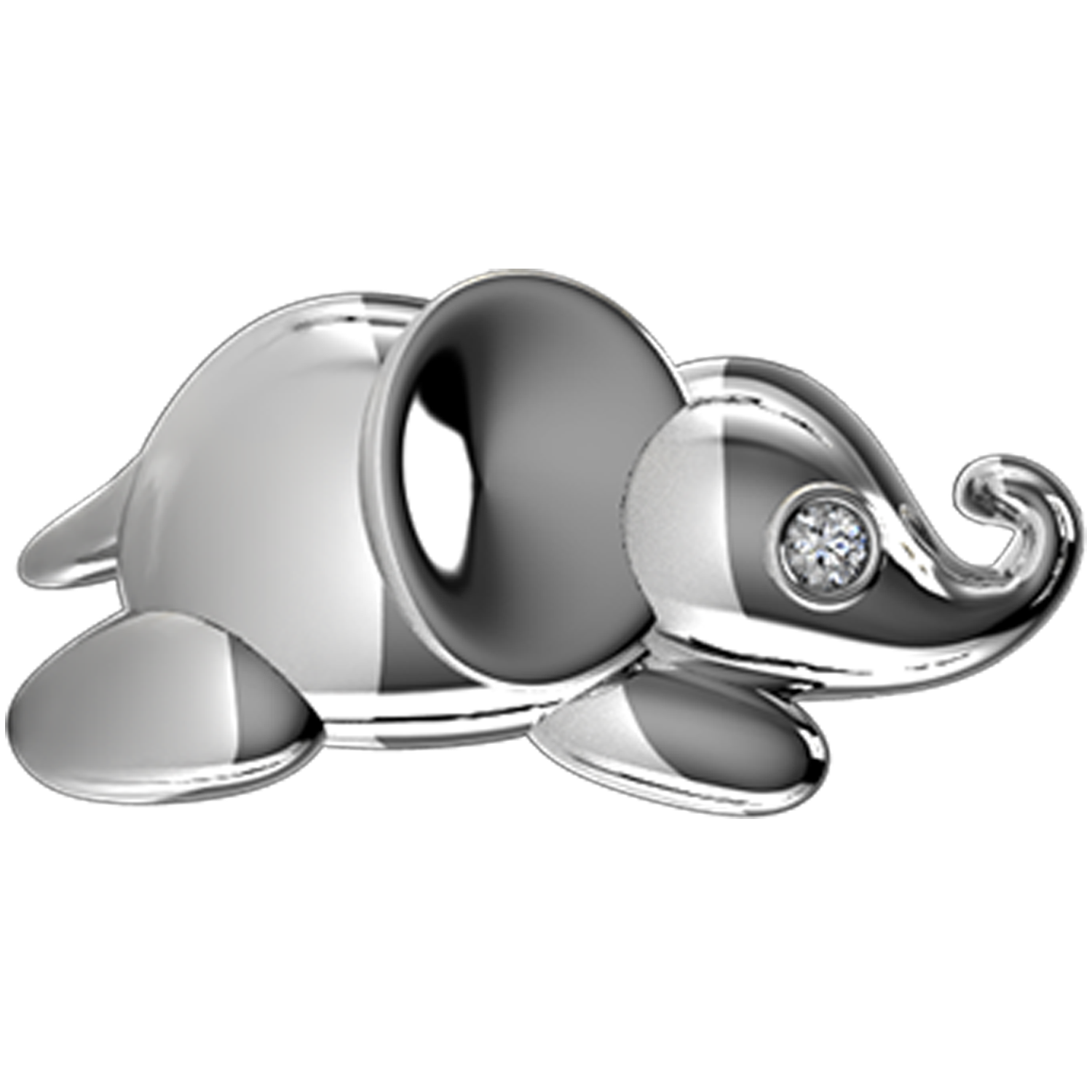 Elephant Slider Charm 18K White Gold