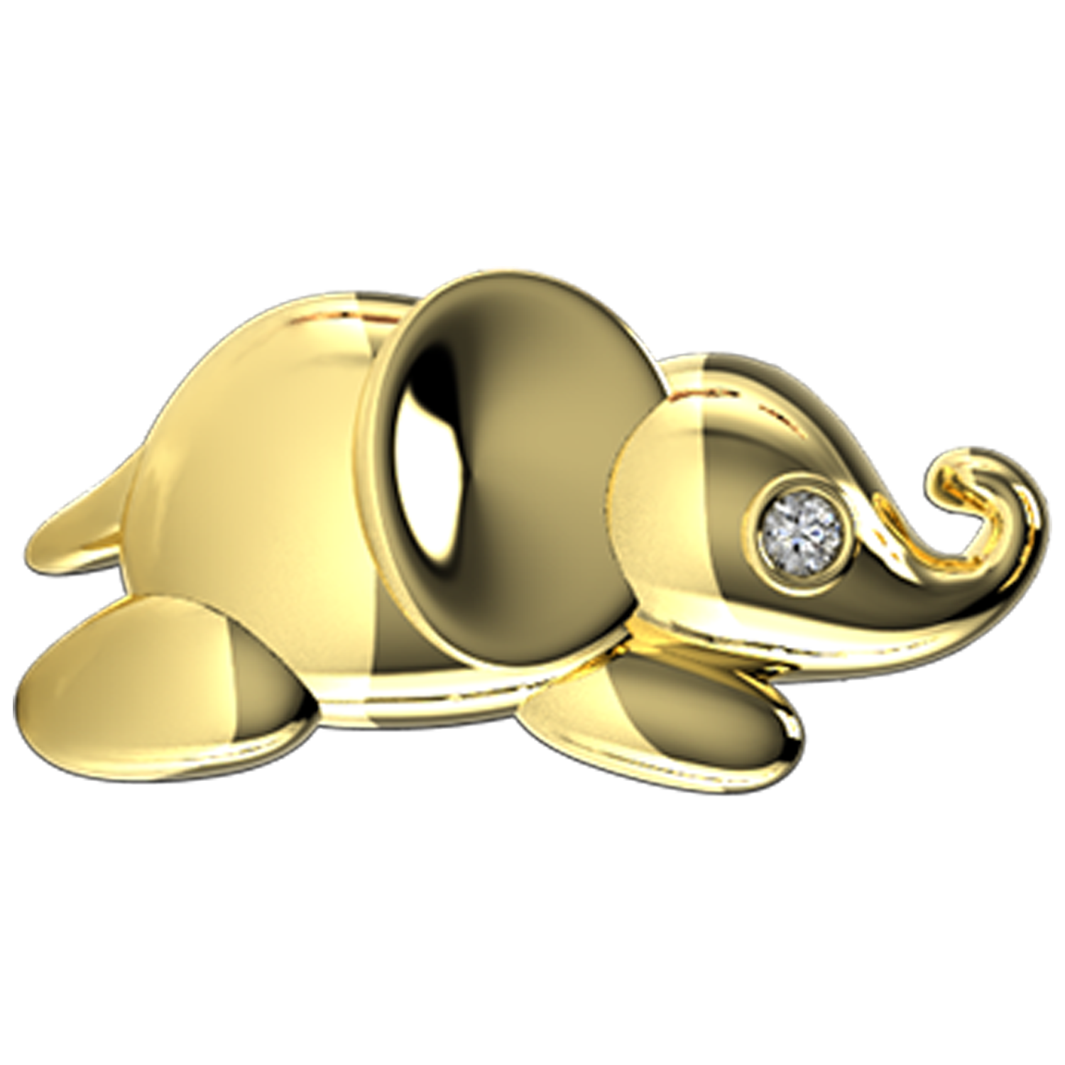 Elephant Slider Charm 18K Yellow Gold