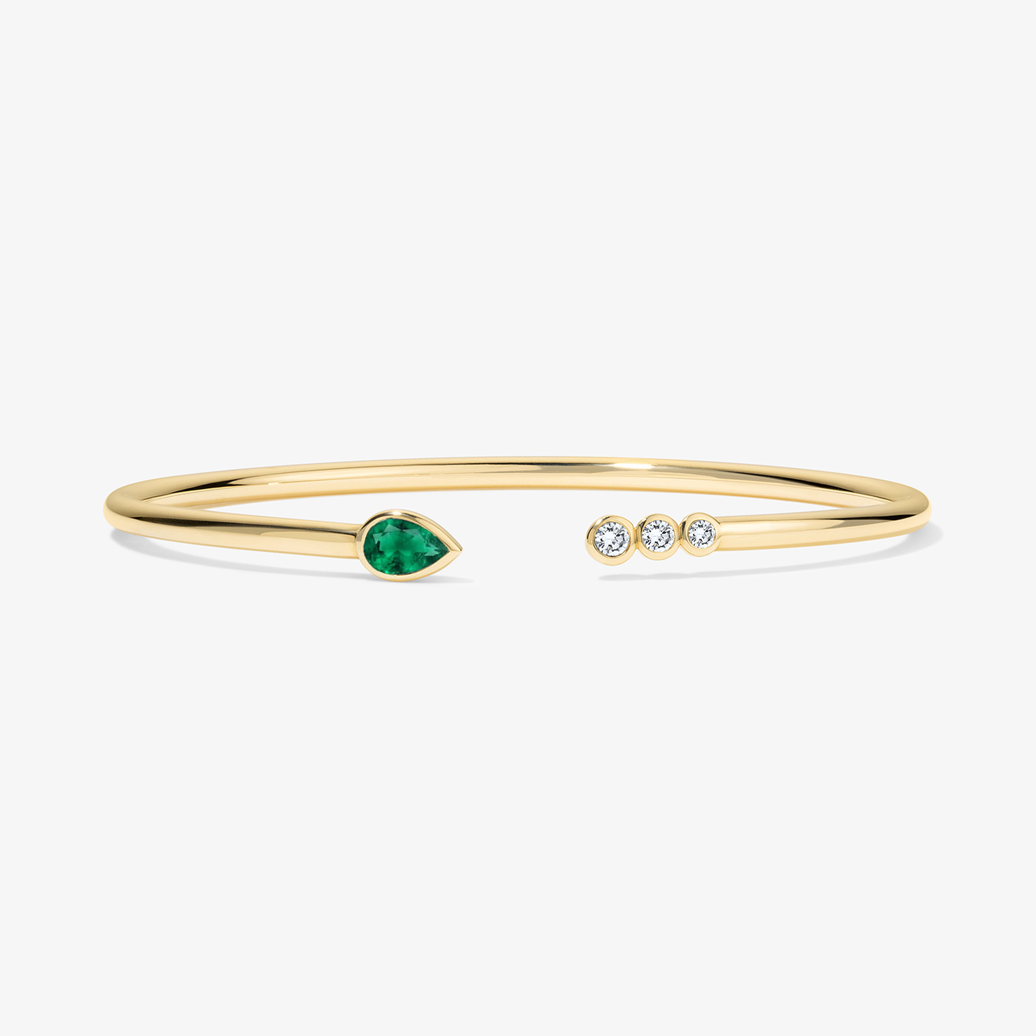 Undecided Emerald Pear and Round Diamond Flex Bangle 14K Yellow Gold