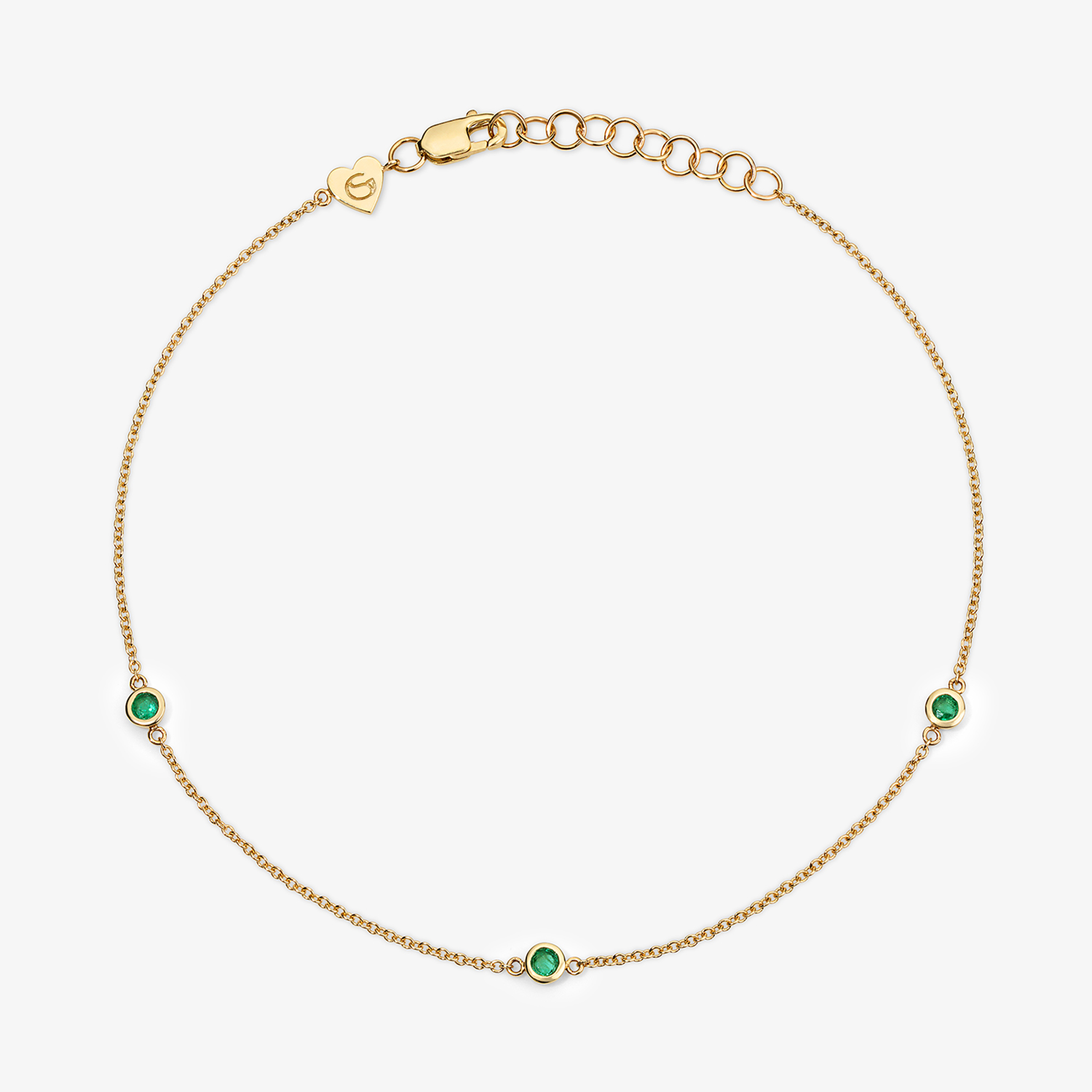 Margot Birthstone Bezel Anklet 14K Yellow Gold Emerald