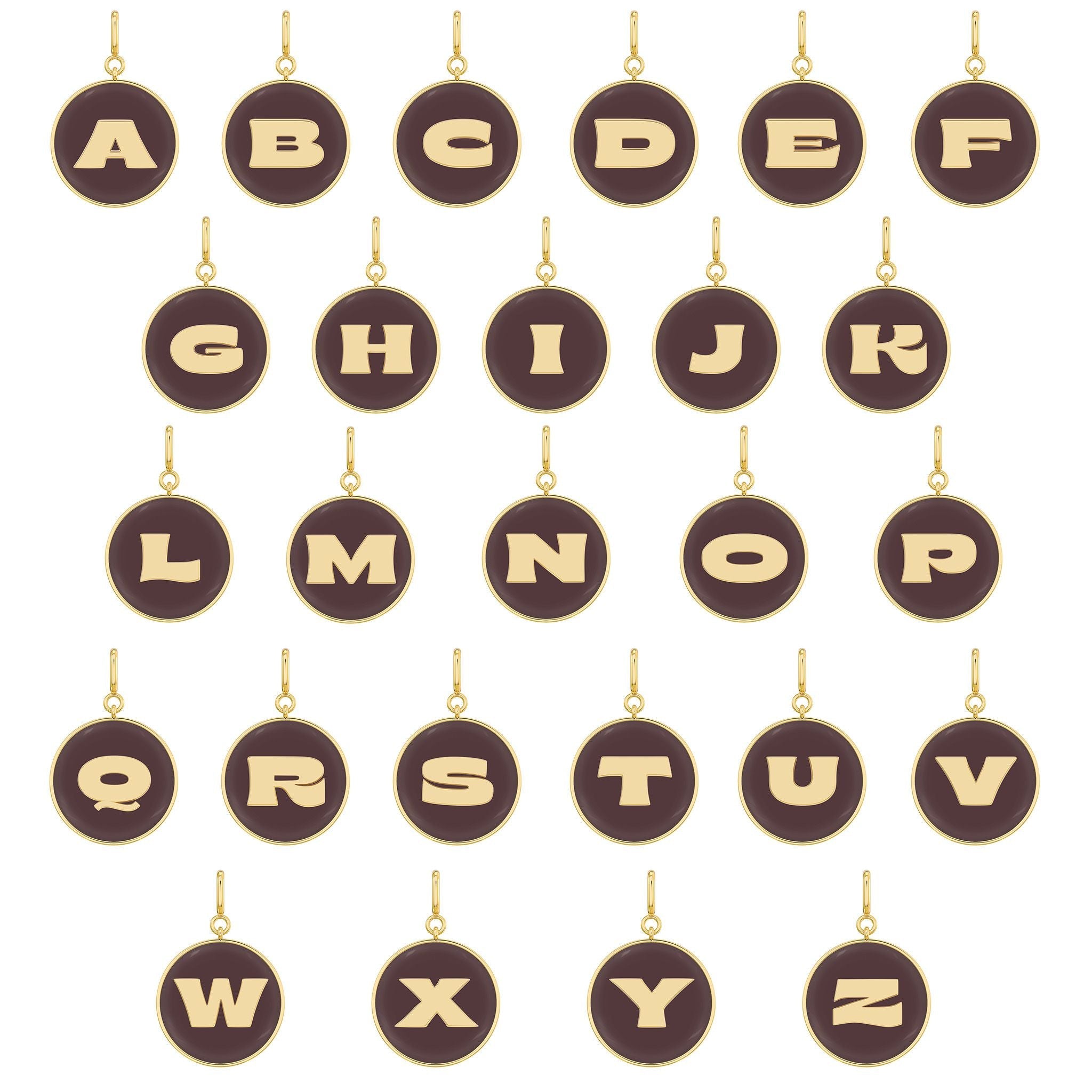 The Chocolate Enamel Letter Disc Charms