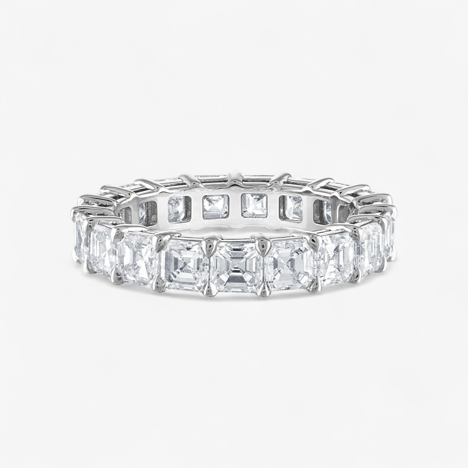 Heart Diamond Eternity Band Platinum Asscher