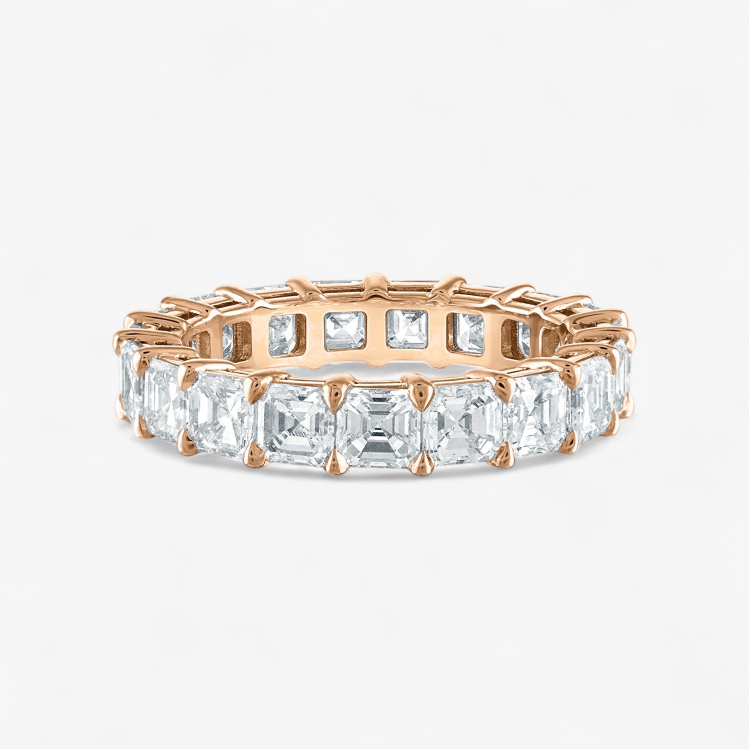 Heart Diamond Eternity Band 14K Rose Gold Asscher