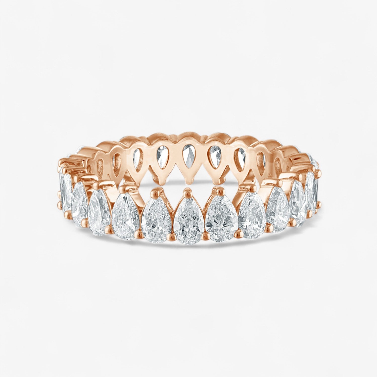 Heart Diamond Eternity Band 14K Rose Gold Pear