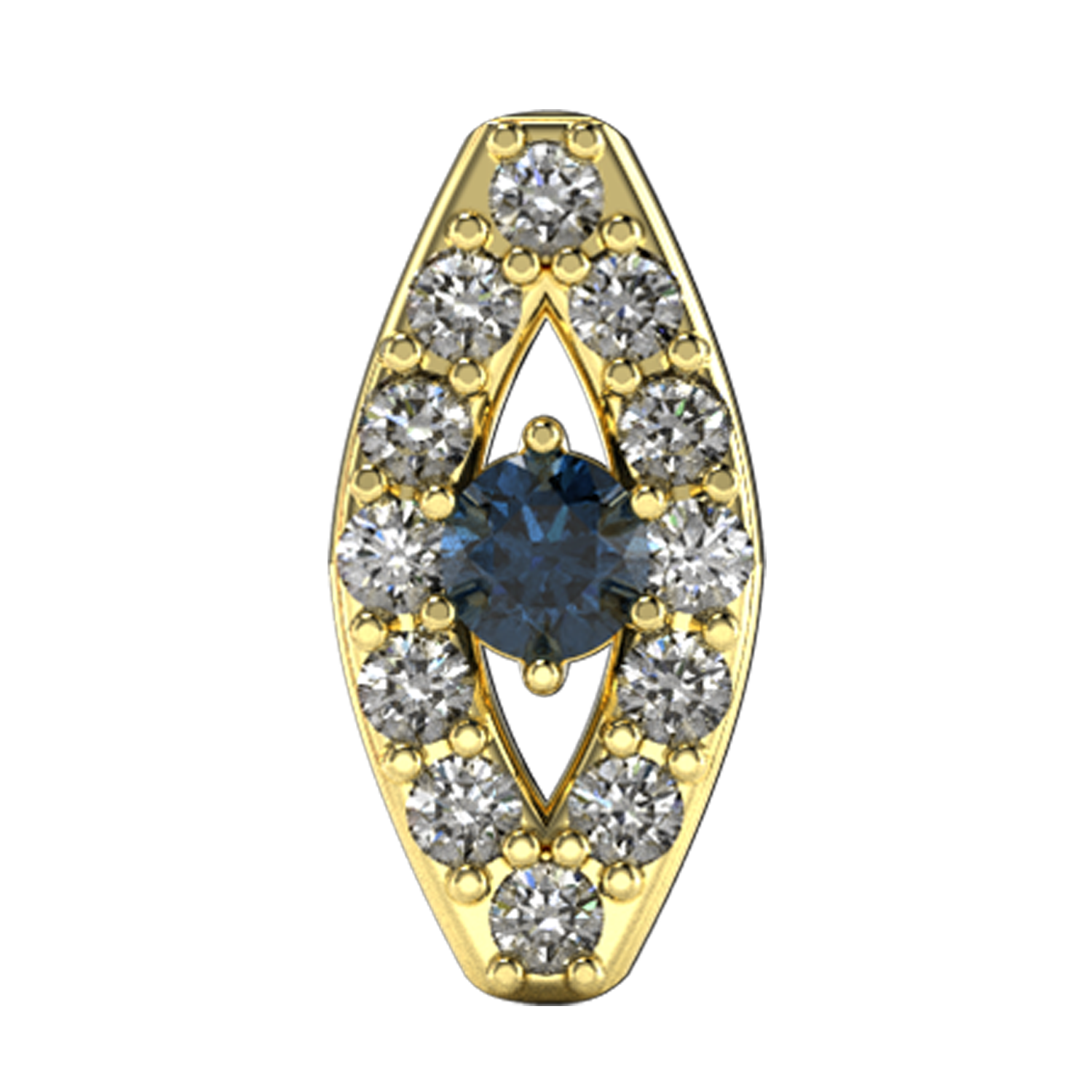 Evil Eye Slider Necklace Charm 14K Yellow Gold