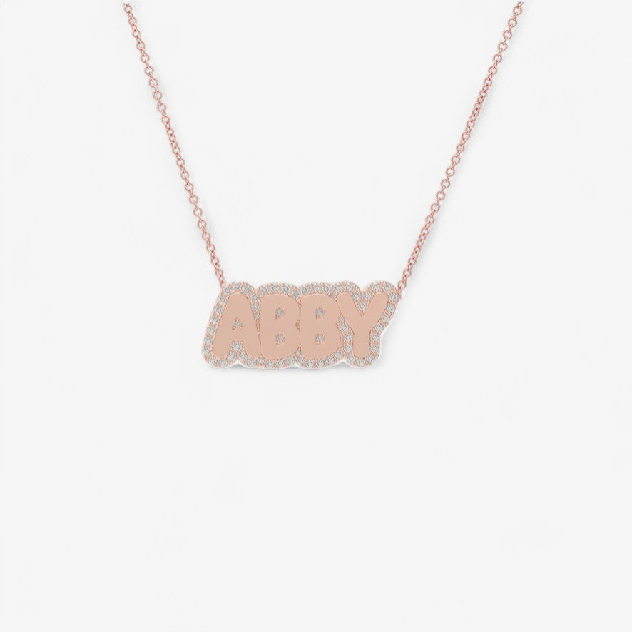 Large Bubble with Pave Outline Necklace