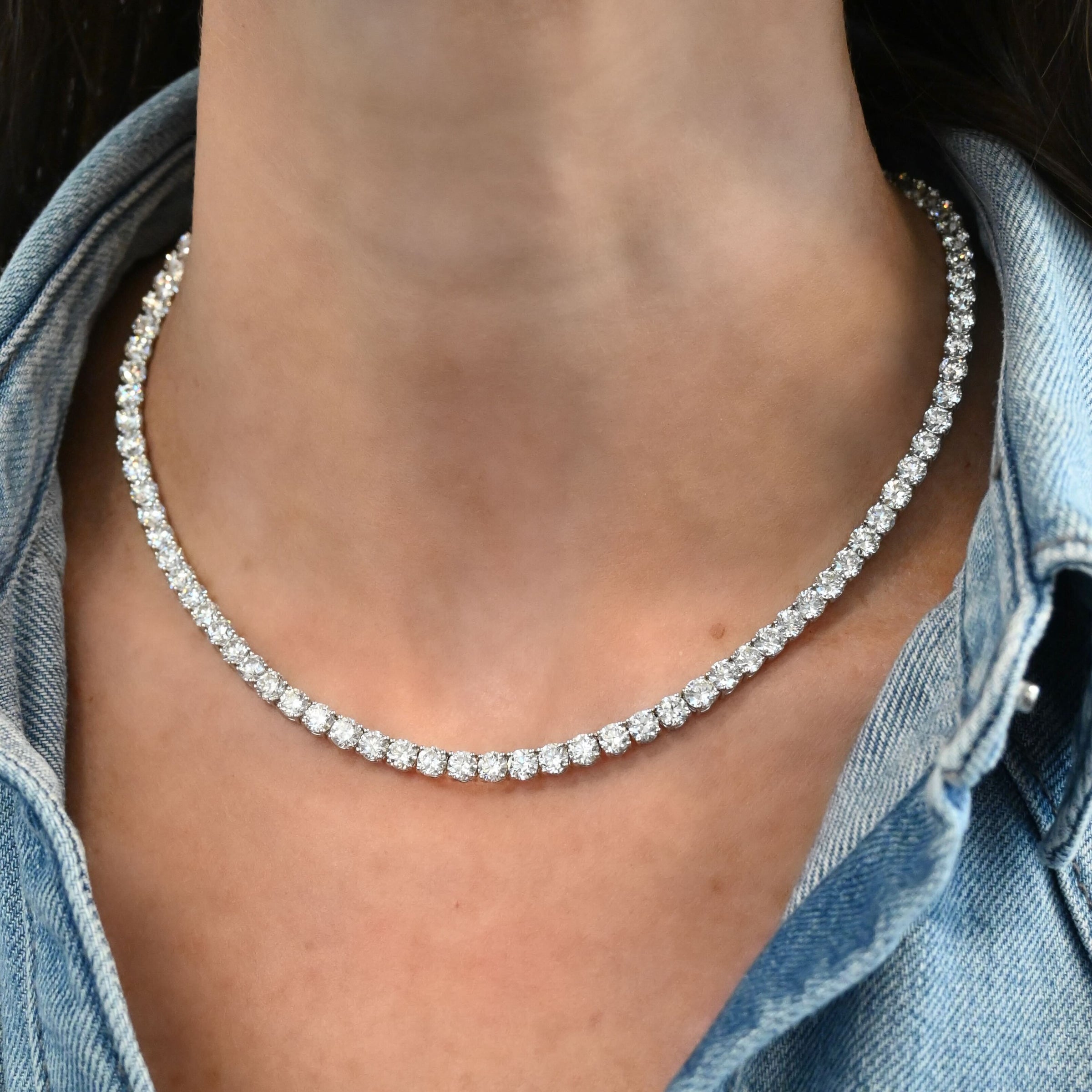 Signature 28CT Round Diamond Tennis Necklace