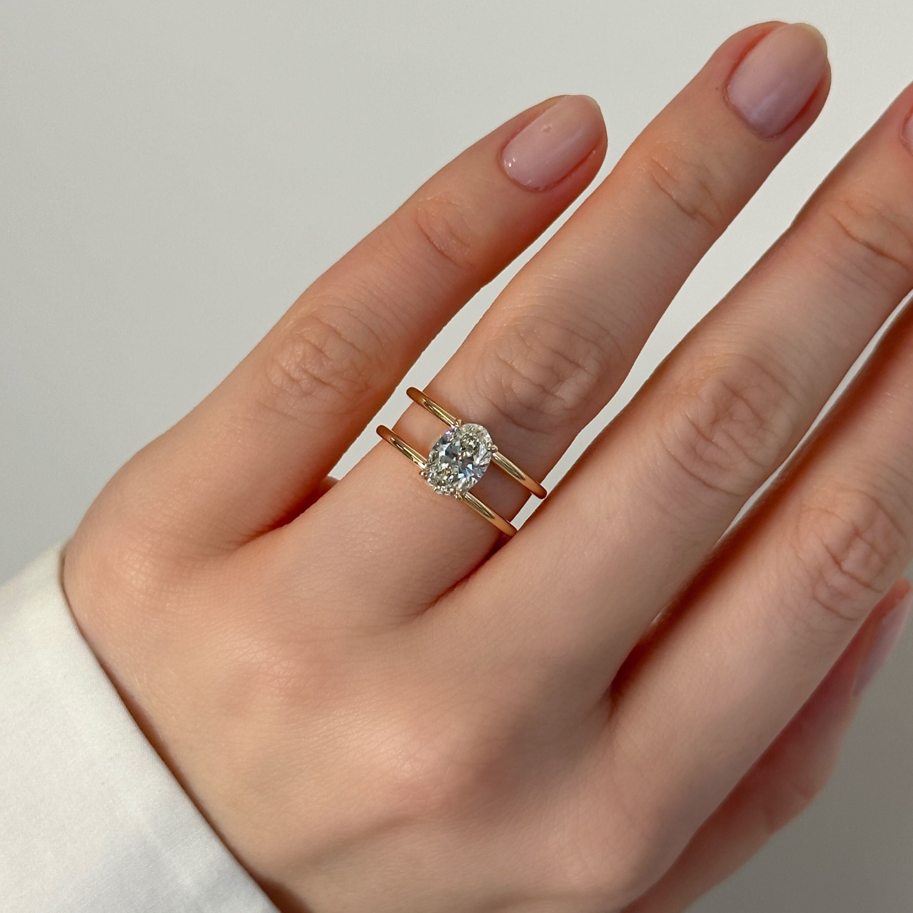 Signature Oval Gold Double Band Engagement Ring