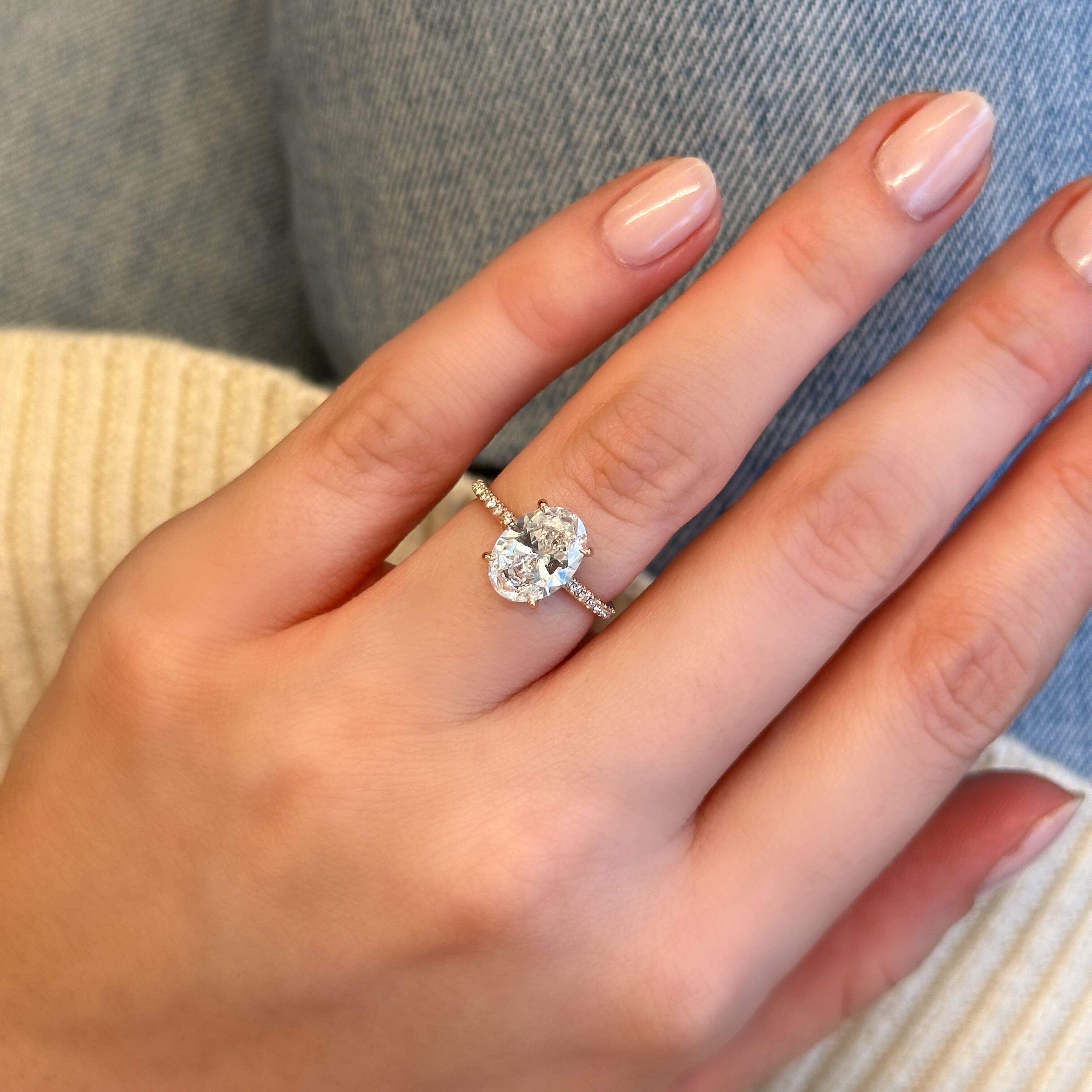 2.01CT Oval Cut Pave Band Engagement Ring