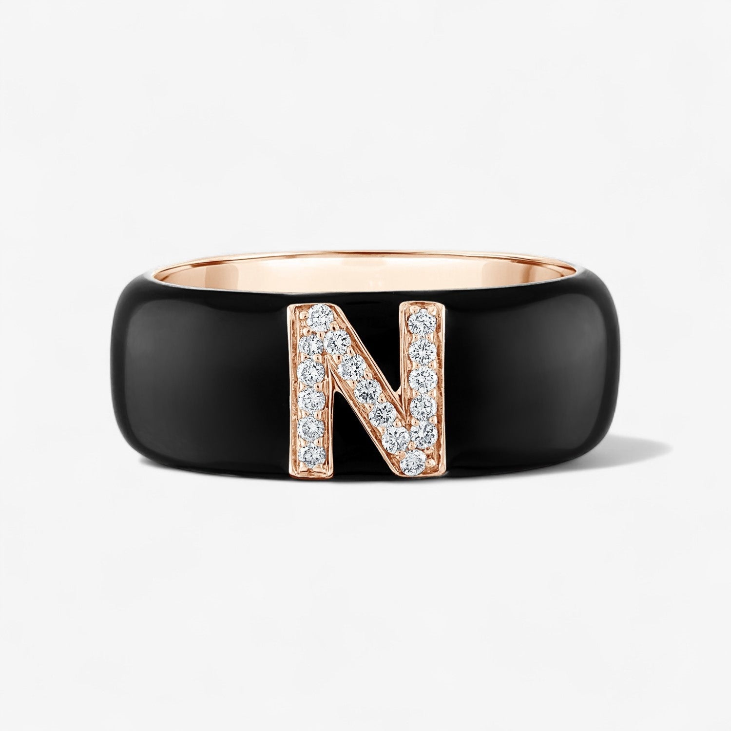 Poppy Enamel and Diamond Initial Cigar Band