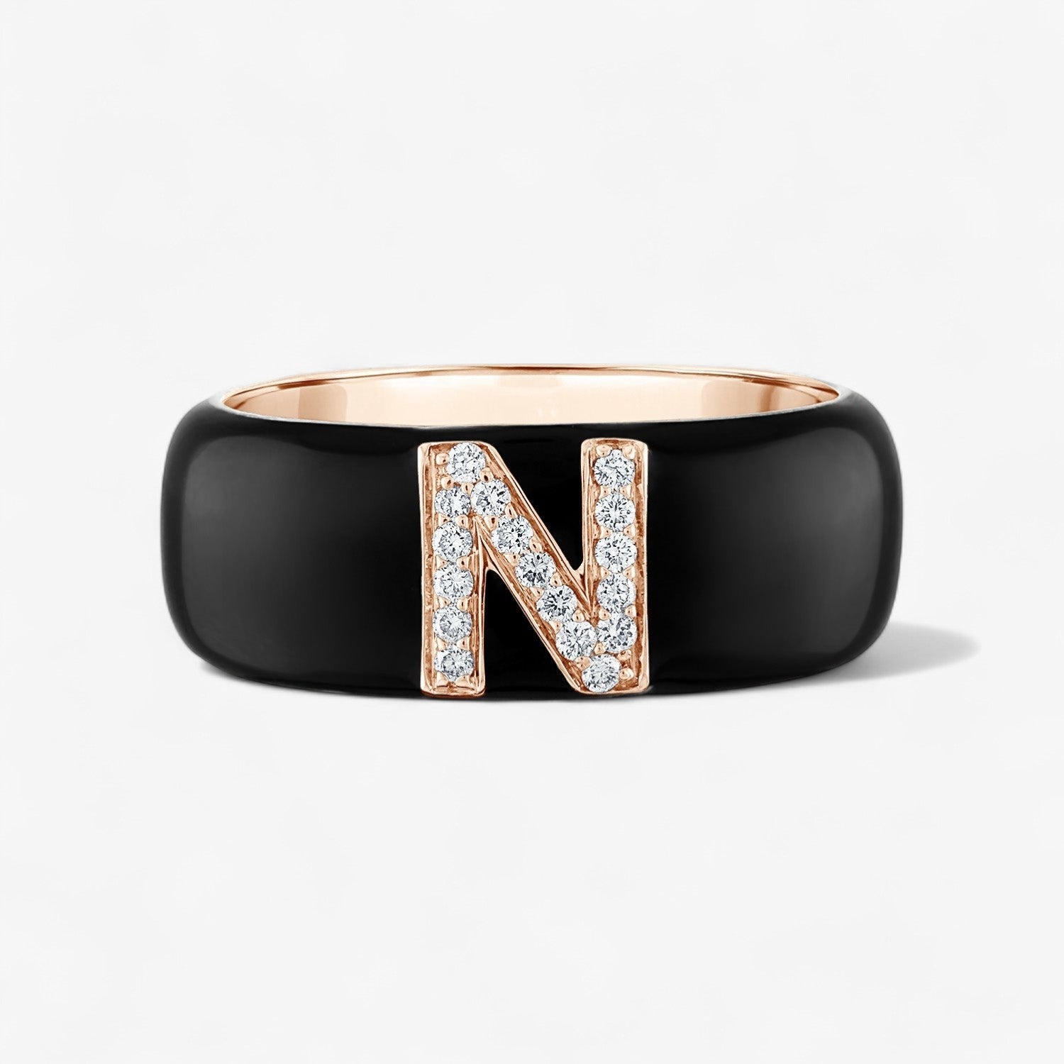 Poppy Enamel and Diamond Initial Cigar Band