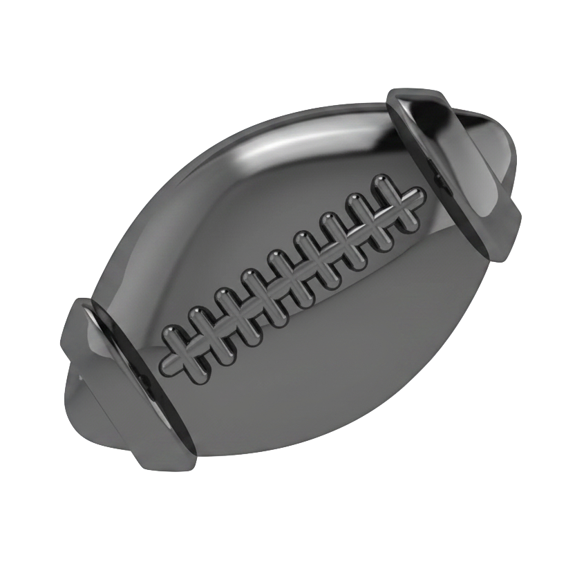 Solid Football Slider Charm Black Rhodium