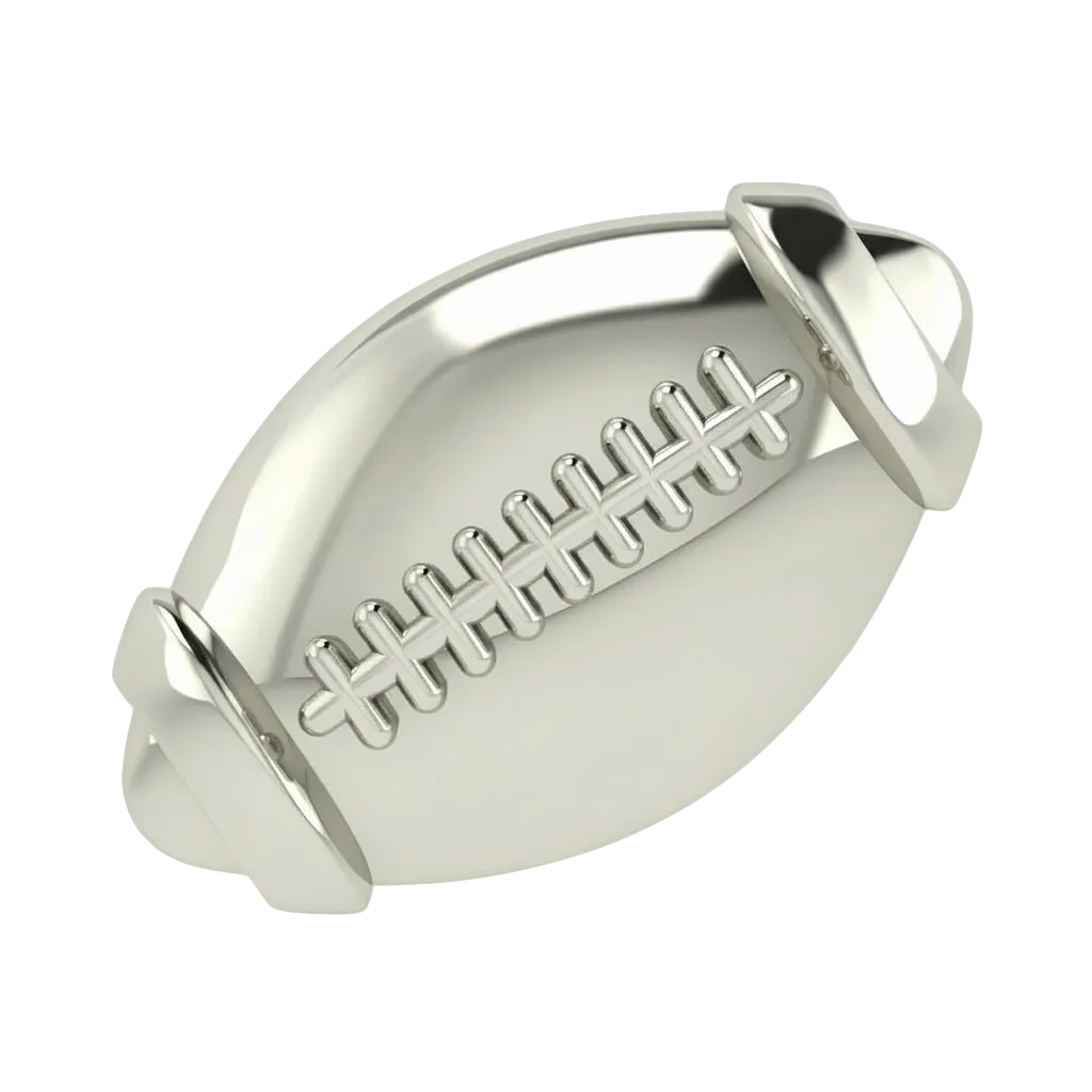 Solid Football Slider Charm 18K White Gold