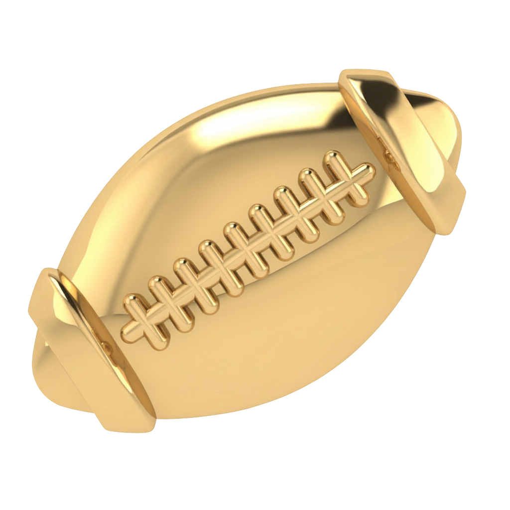Solid Football Slider Charm 18K Yellow Gold