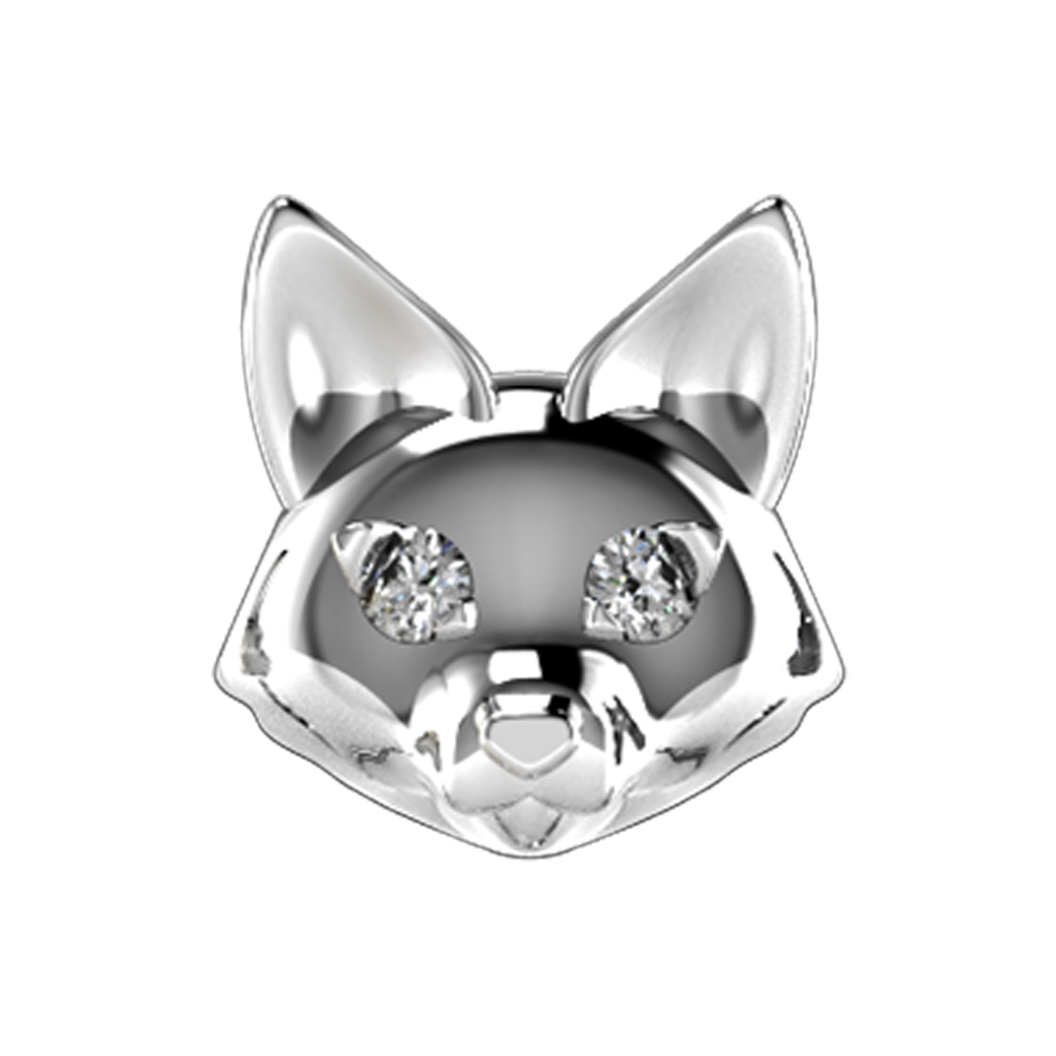 Fox Slider Charm 18K White Gold