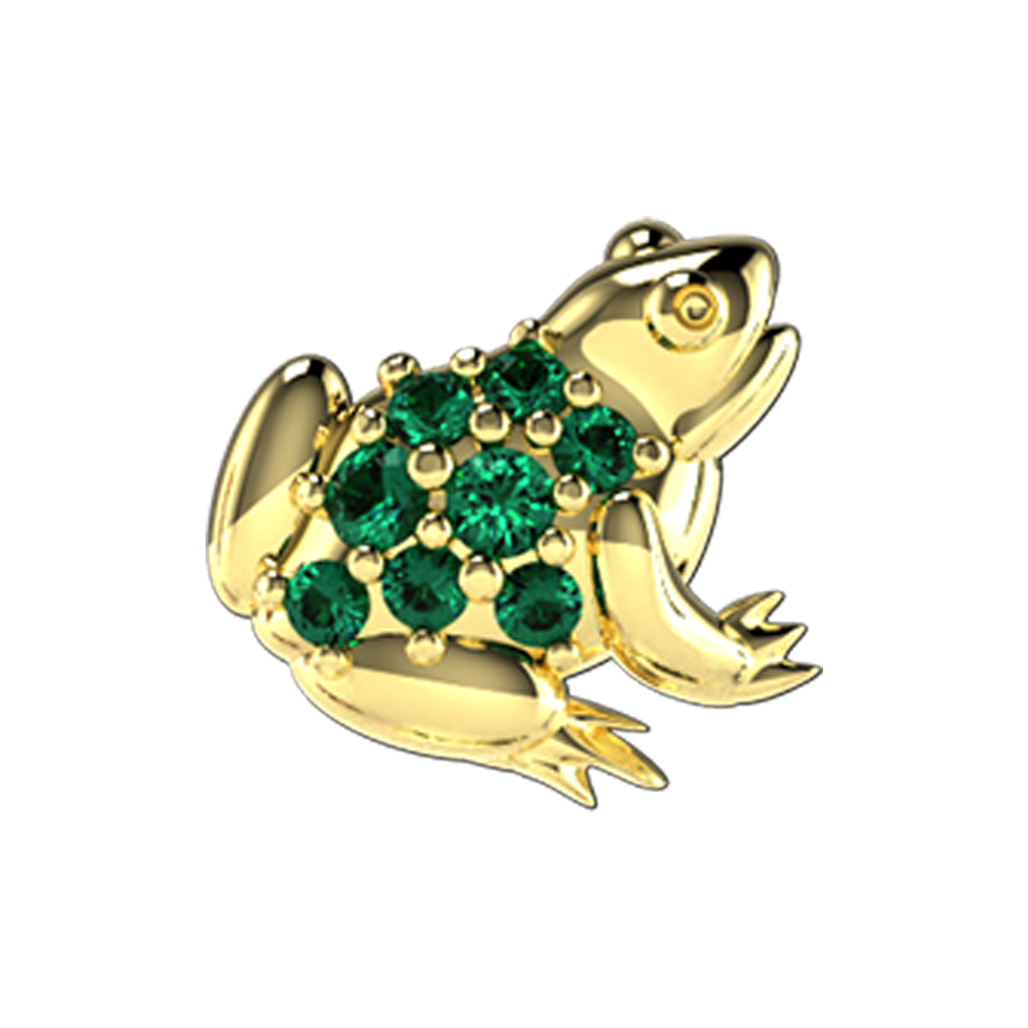Pave Frog Slider Charm 18K Yellow Gold