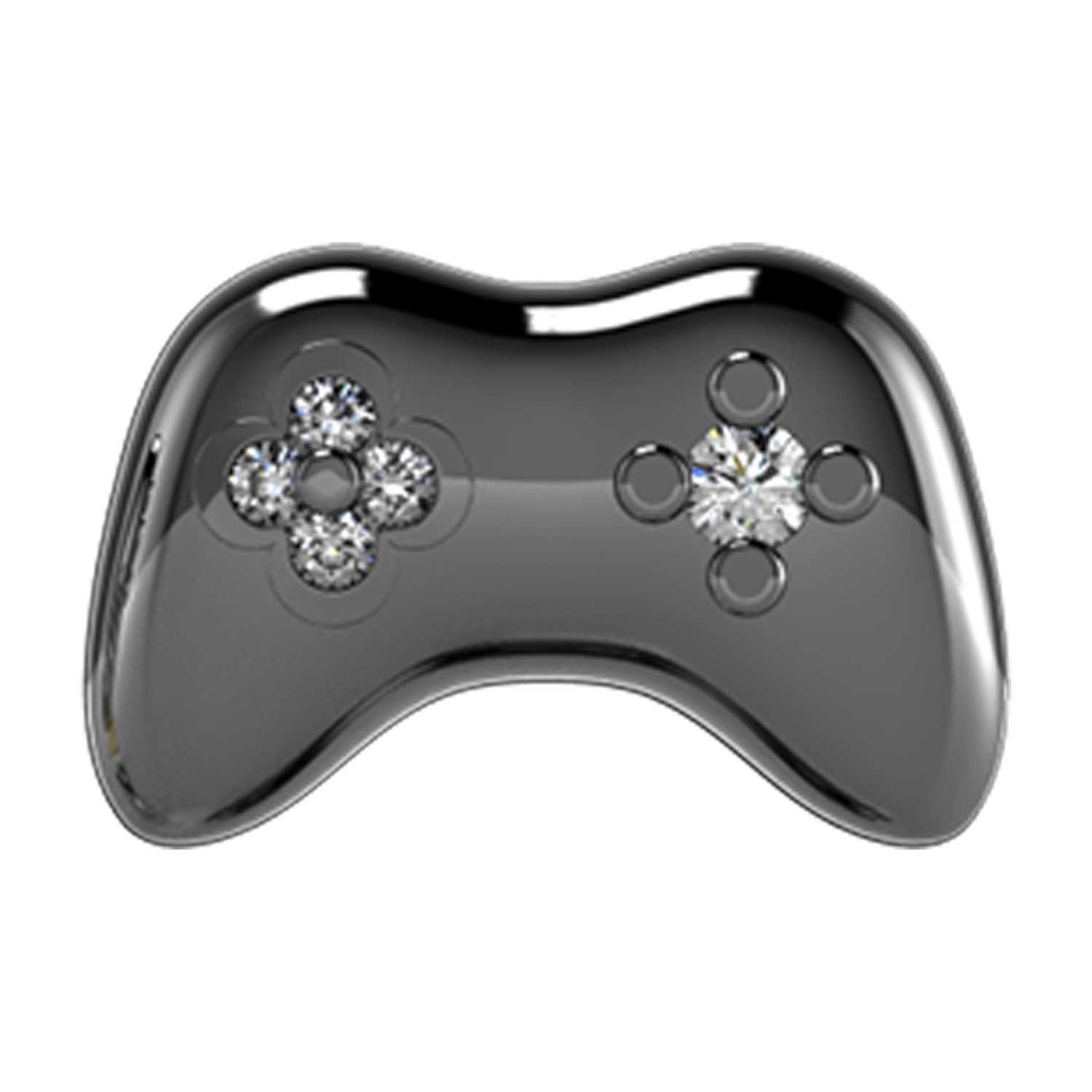 Game Controller Slider Charm Black Rhodium