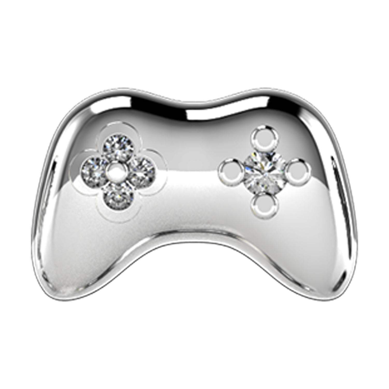 Game Controller Slider Charm 18K White Gold