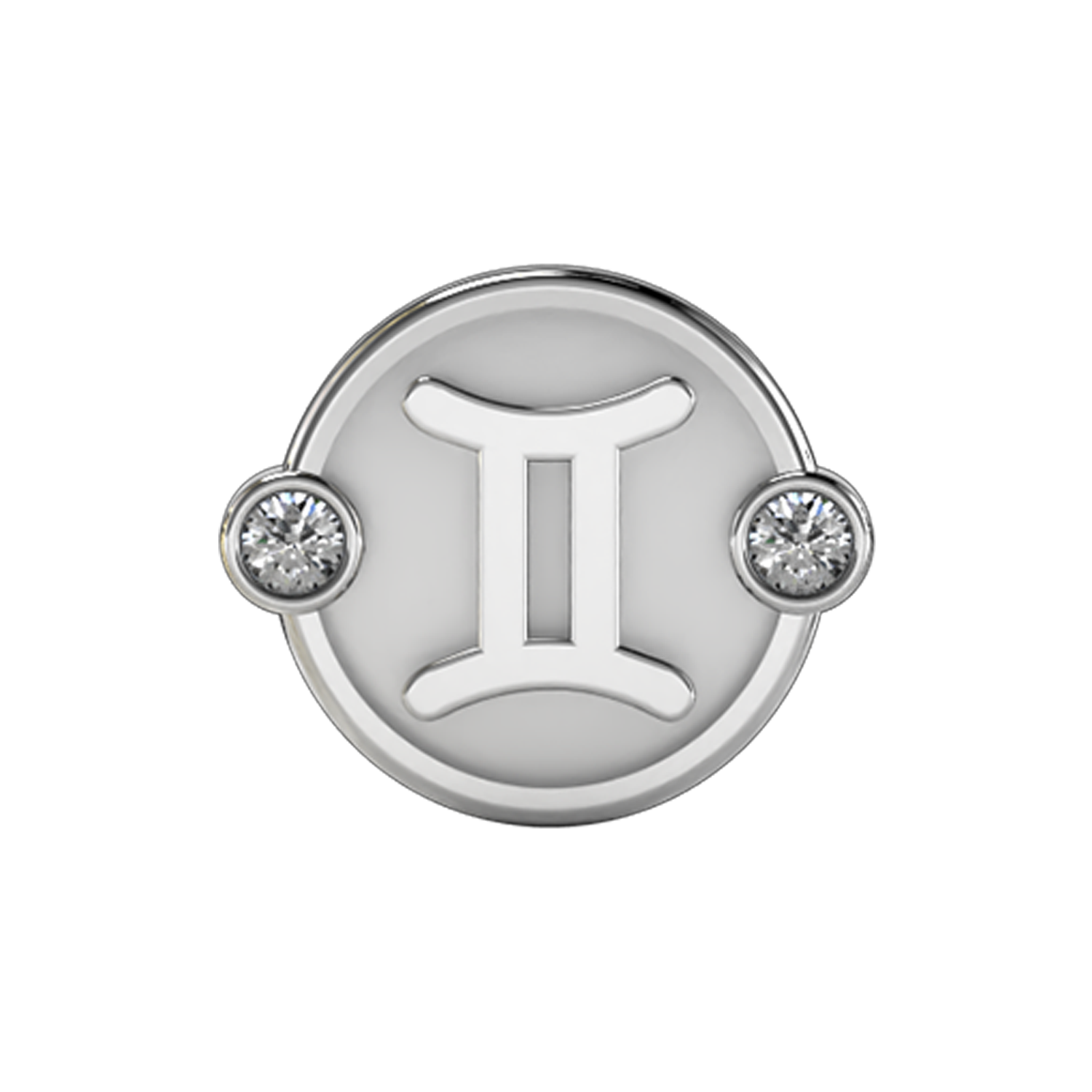 Gemini Slider Charm 18K White Gold
