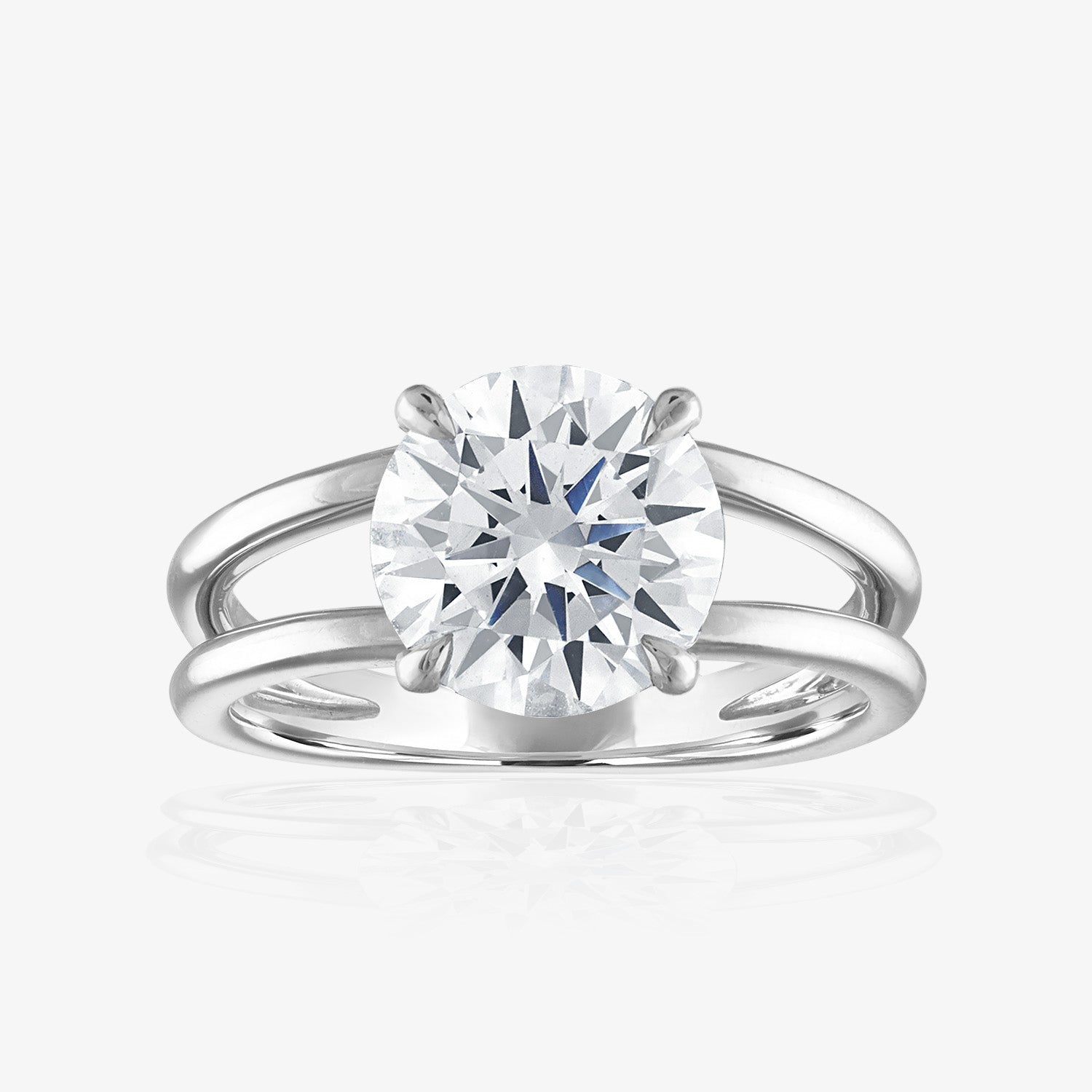 Gold Split Shank Engagement Ring Platinum Round