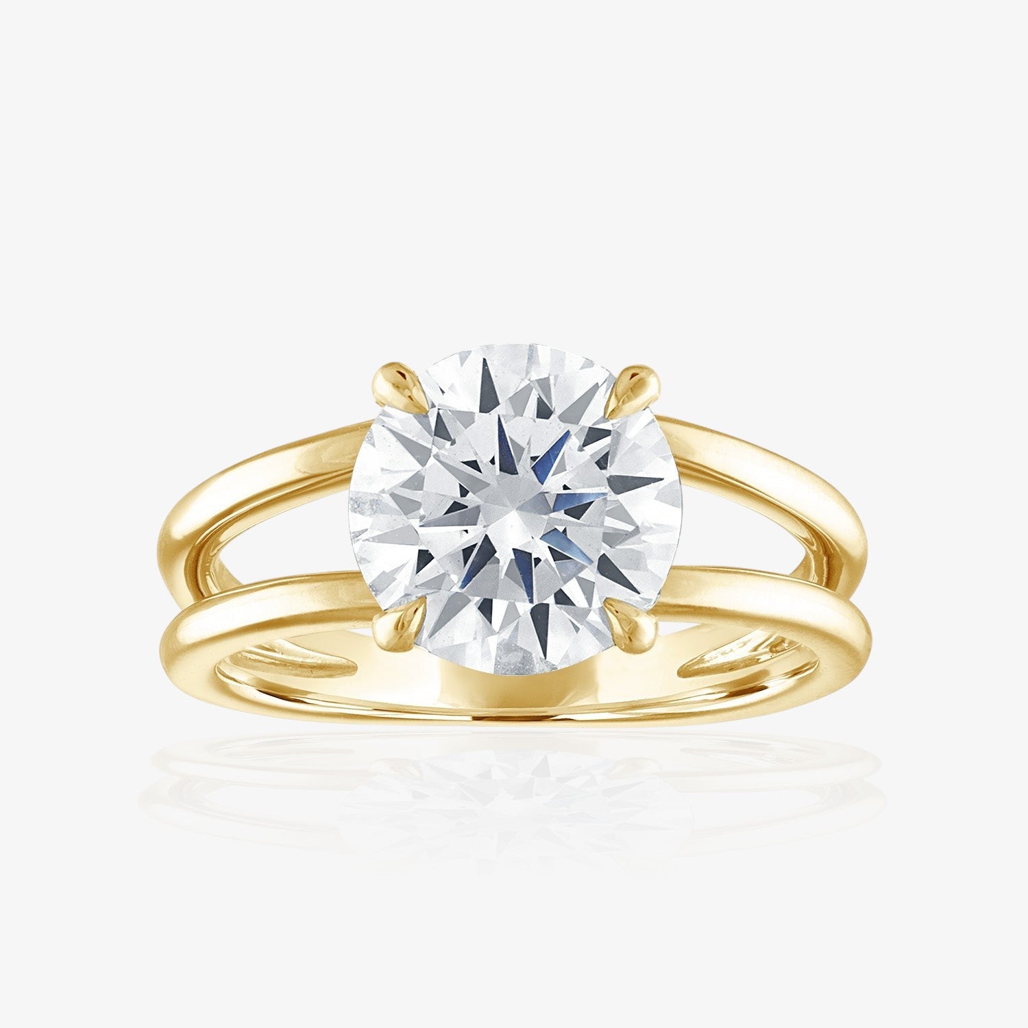 Gold Split Shank Engagement Ring 18K Yellow Gold Round