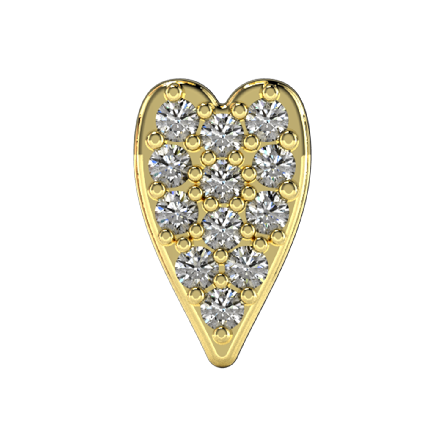 White Diamond Heart Slider Necklace Charm 14K Yellow Gold