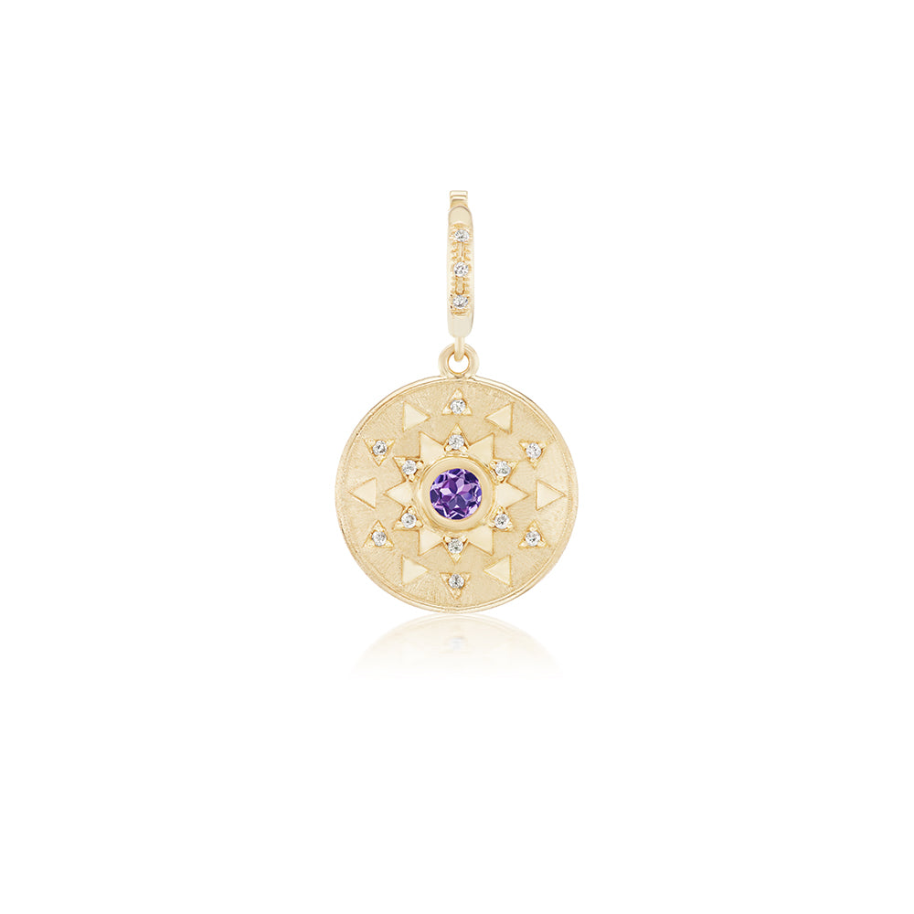 Mini Sun Sign Diamond and Gemstone Medallion