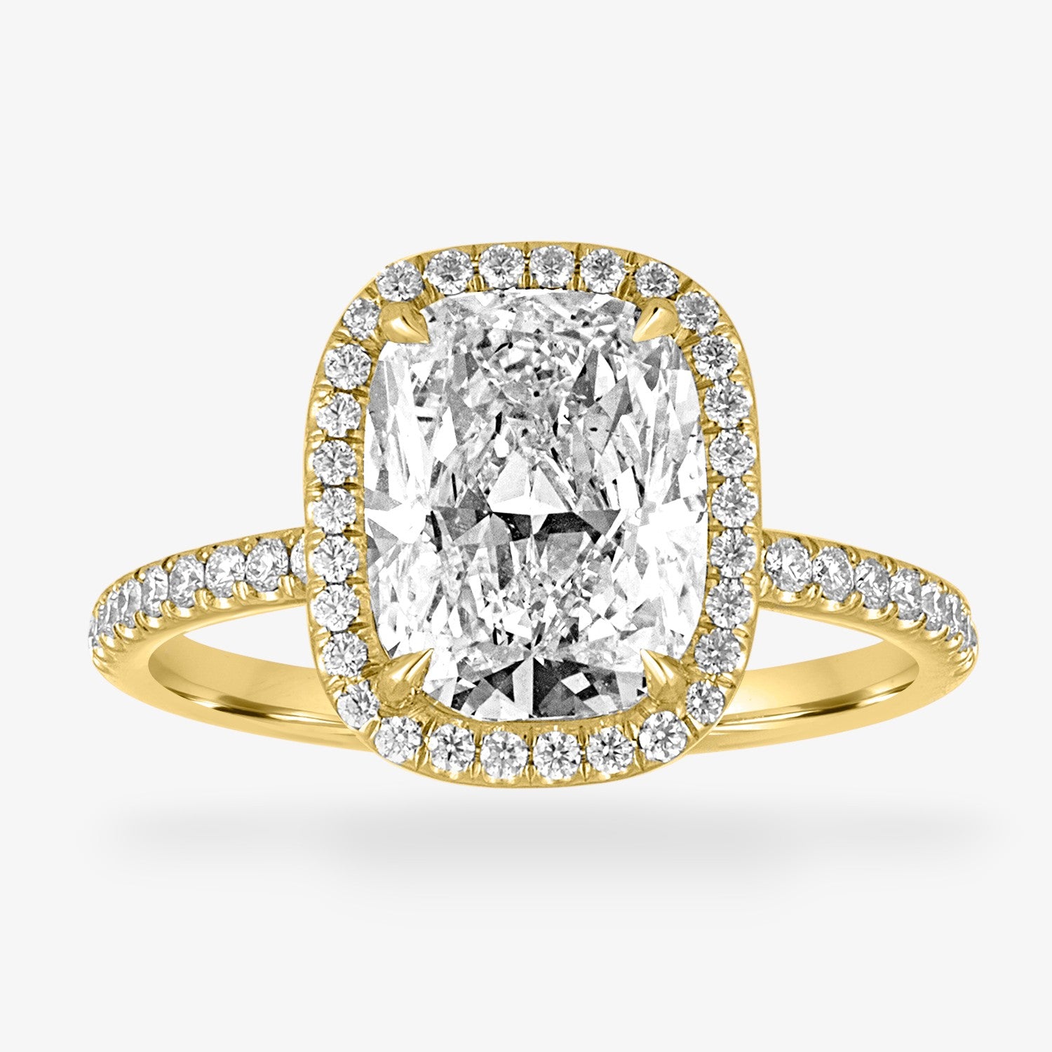 Halo Engagement Ring 18K Yellow Gold Cushion