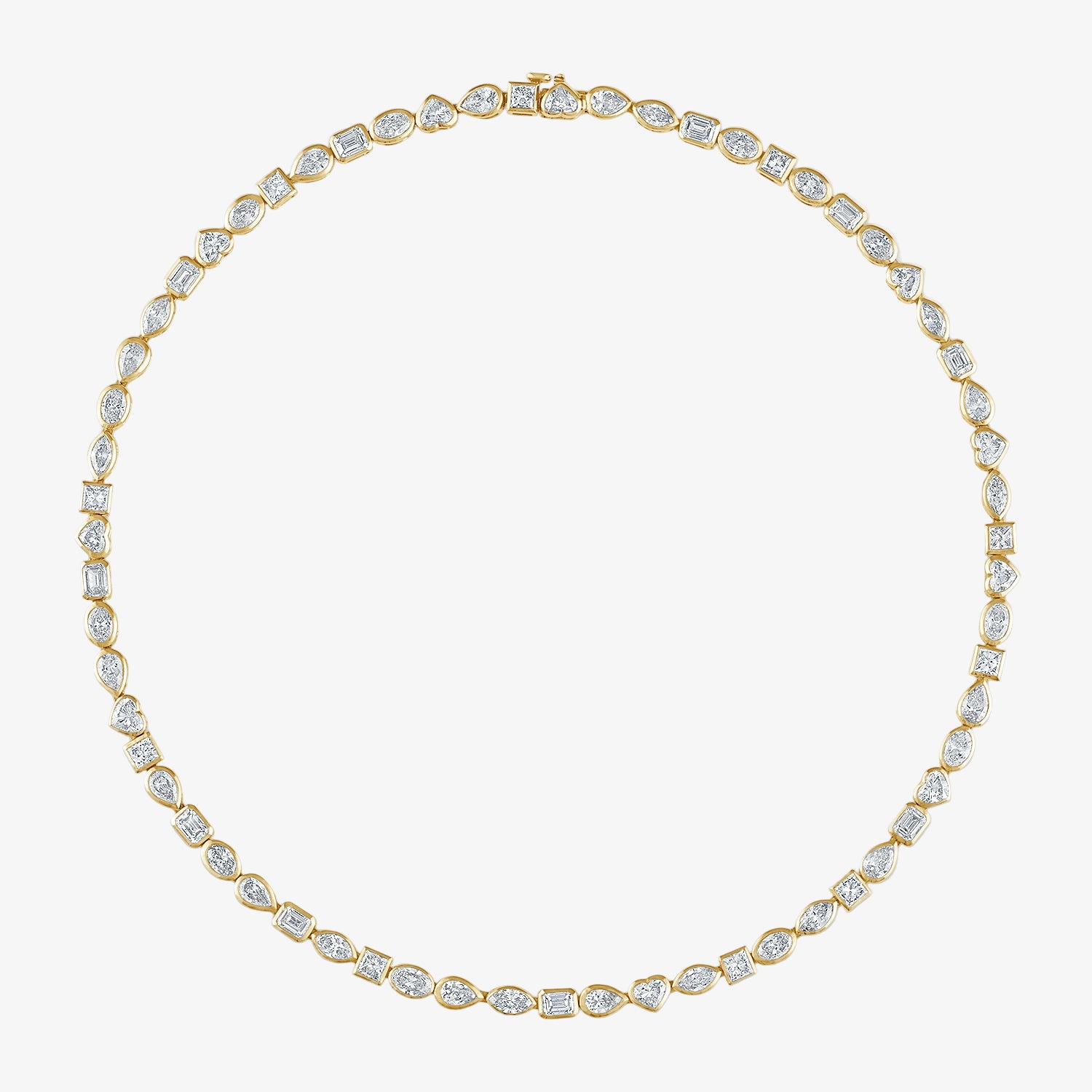Margot Mixed Shape Bezel Tennis Necklace 18K Yellow Gold 16in