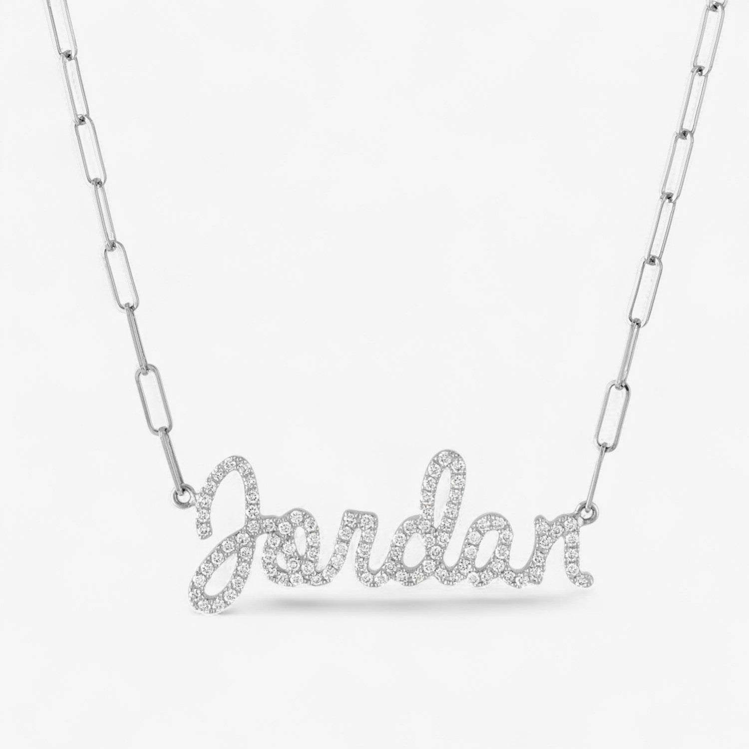 Diamond Jumbo Script Name Necklace - Main Image