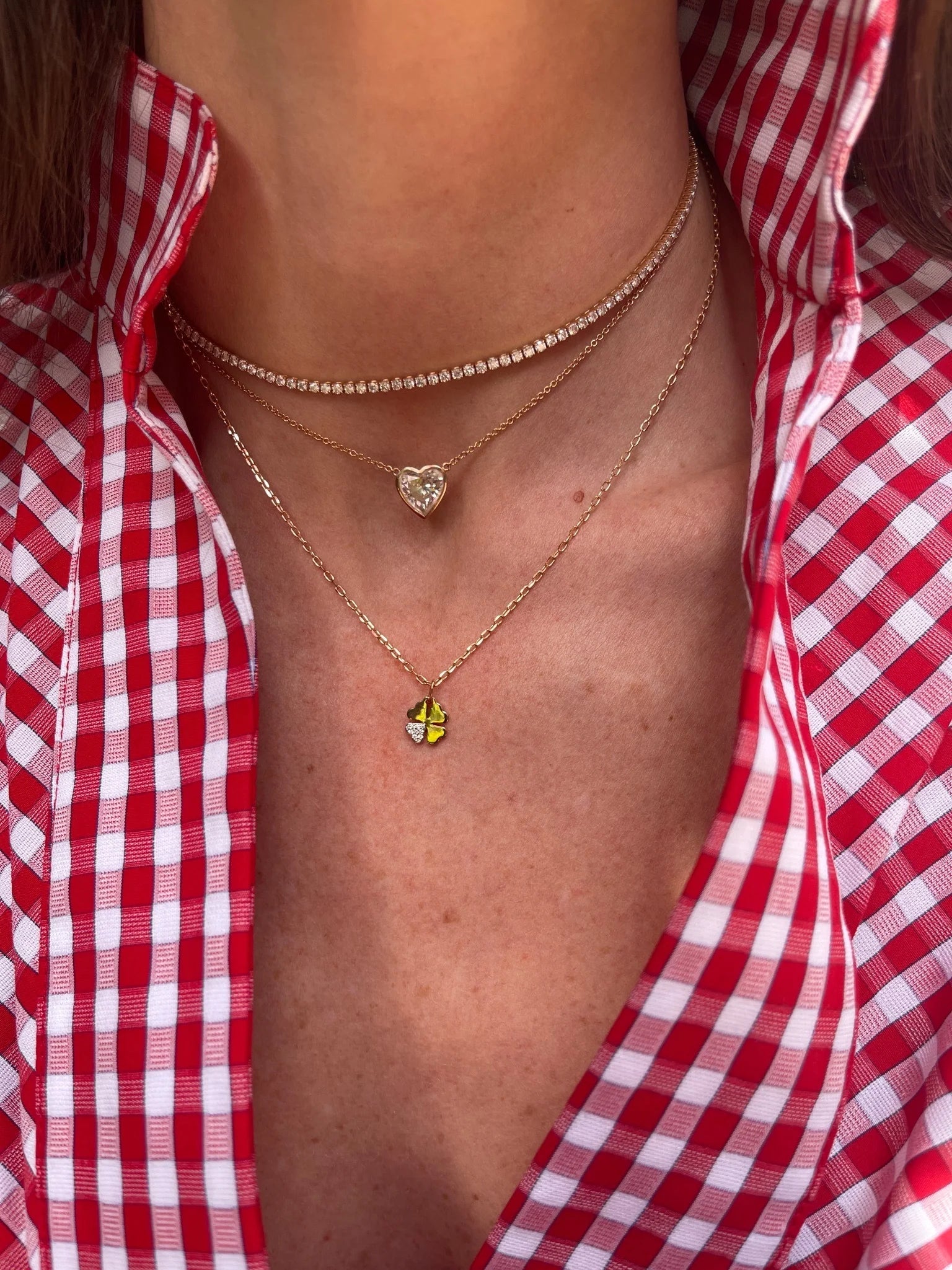Dora Gold and Diamond Mini Heart Charm Necklace