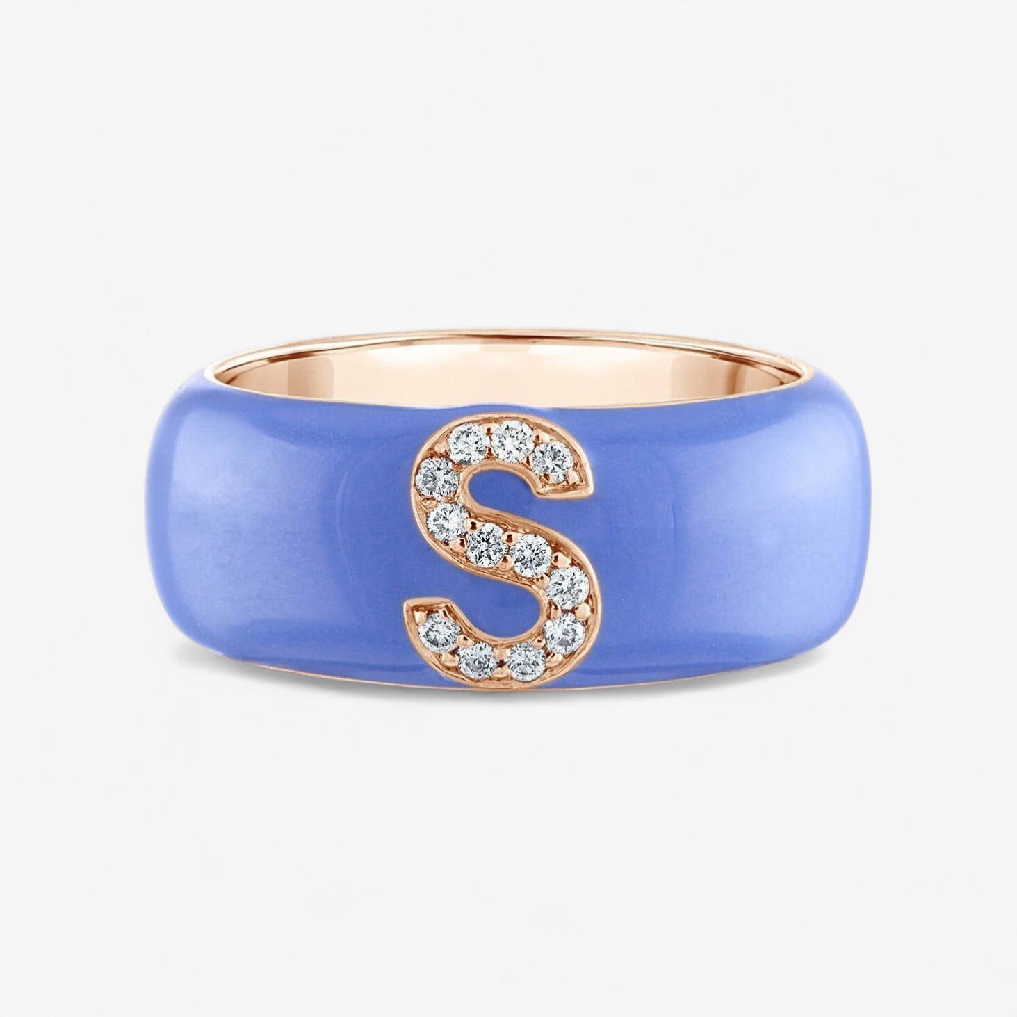 Poppy Enamel and Diamond Initial Cigar Band