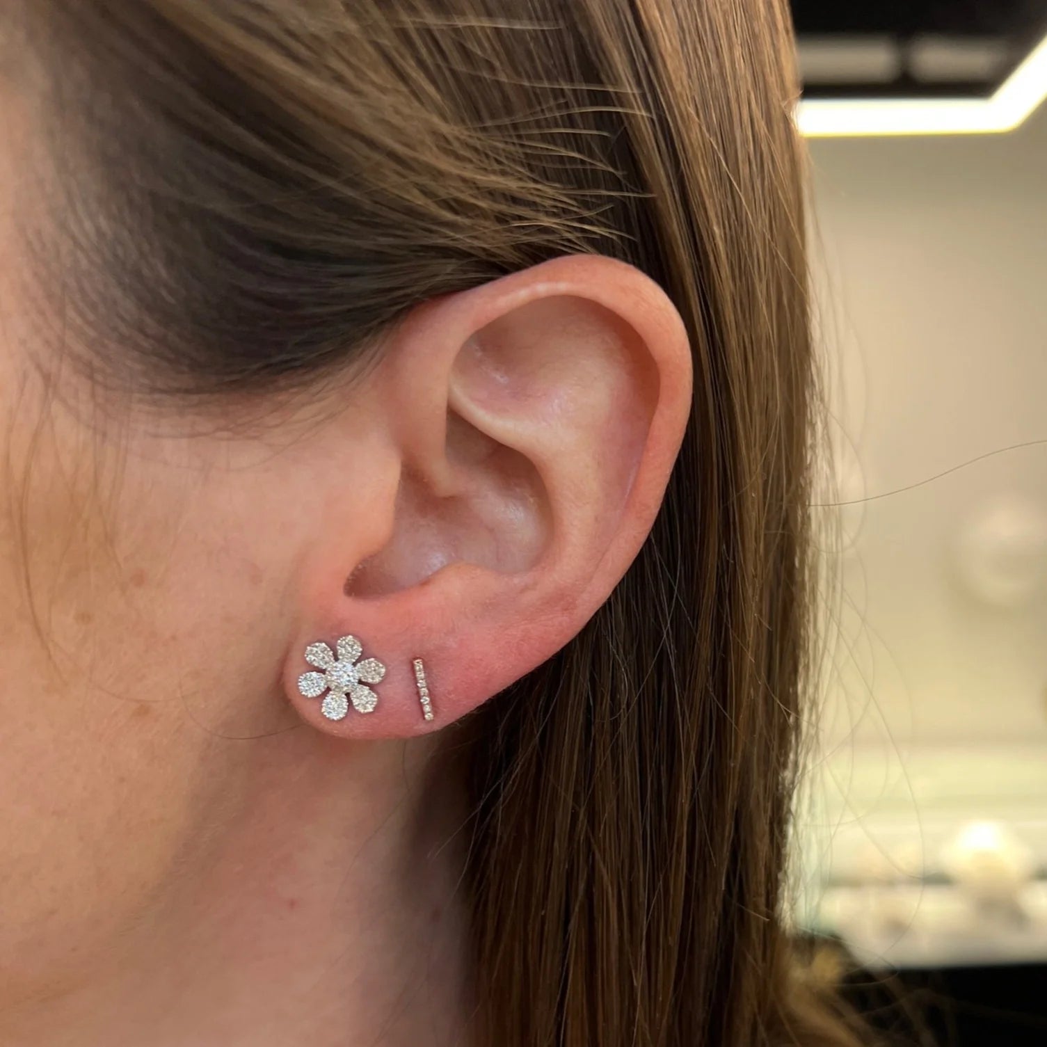 Diamond Bar Earrings